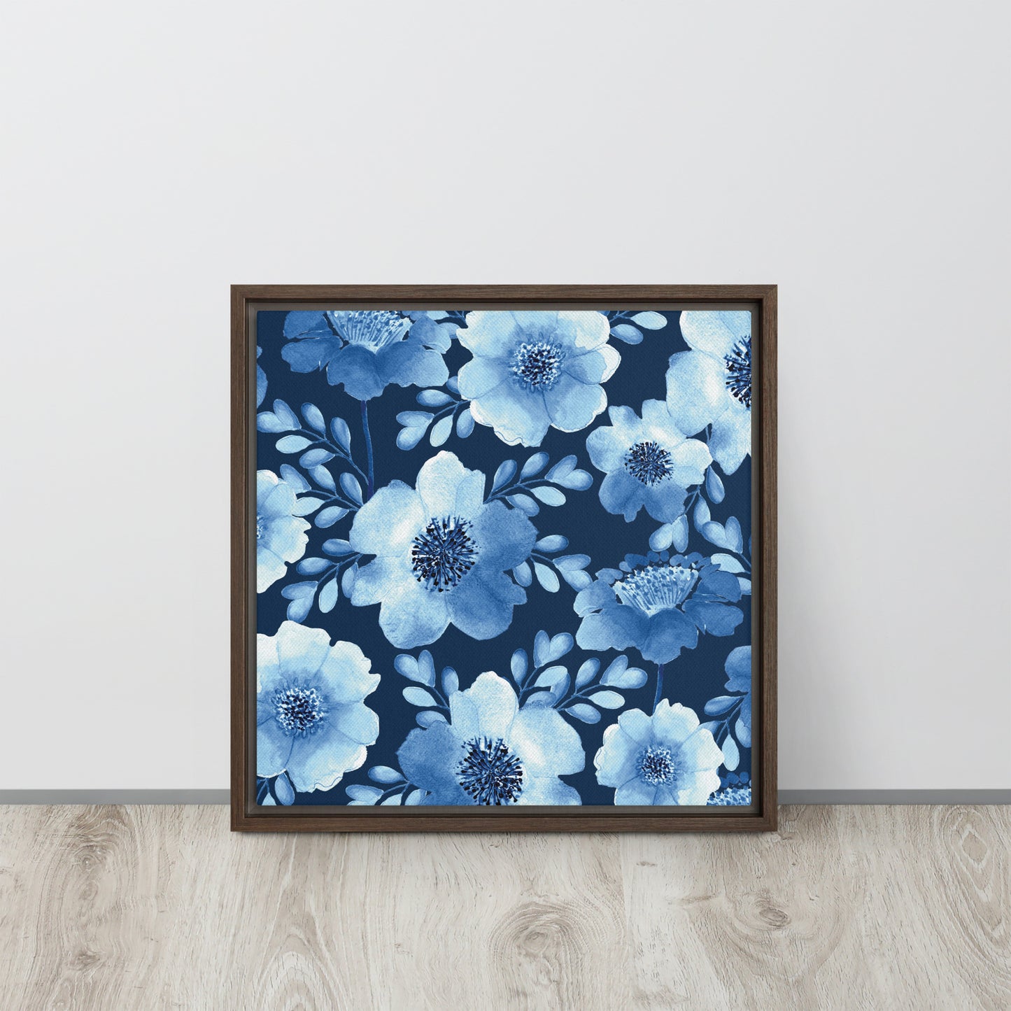 Flowery Blue. Framed canvas