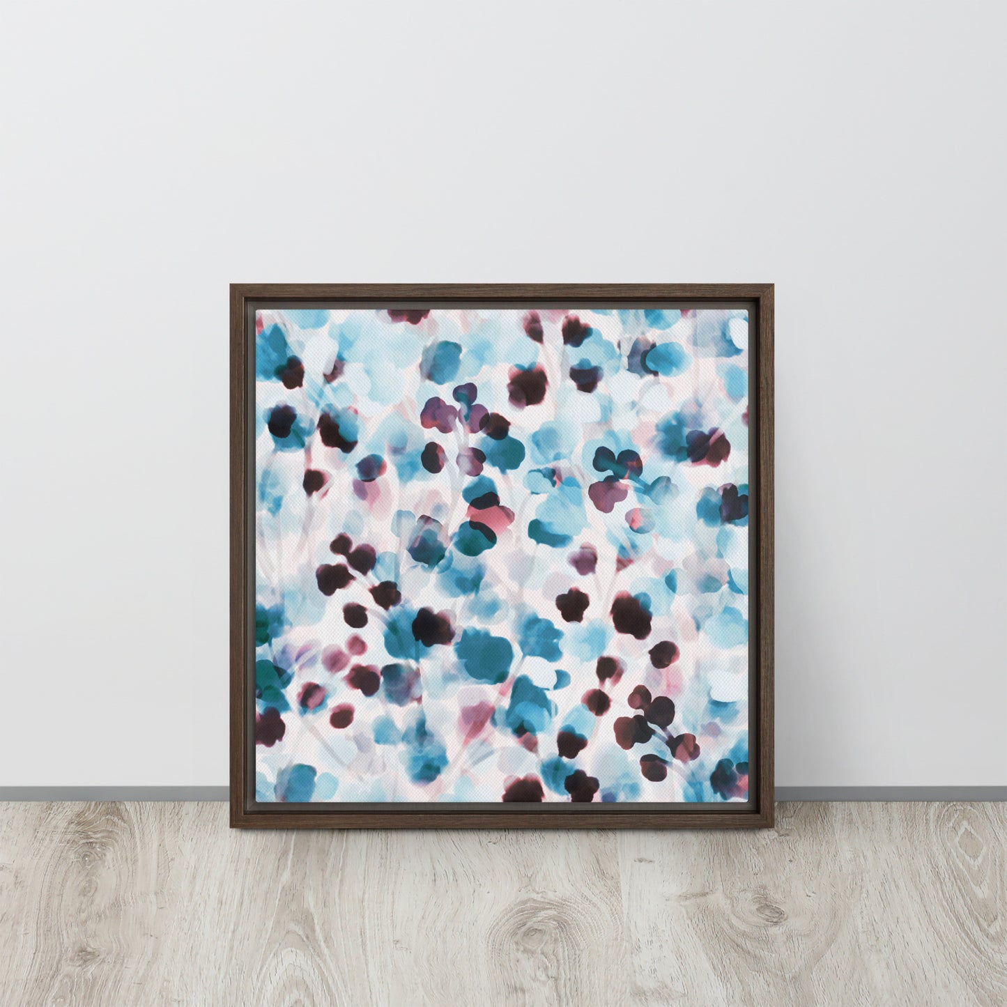 Blushing Blue. Framed canvas