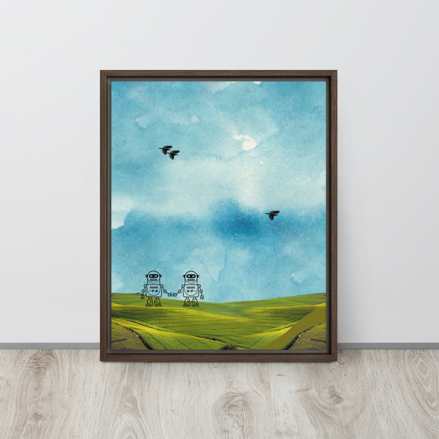 ROBOT LIFE. Framed canvas