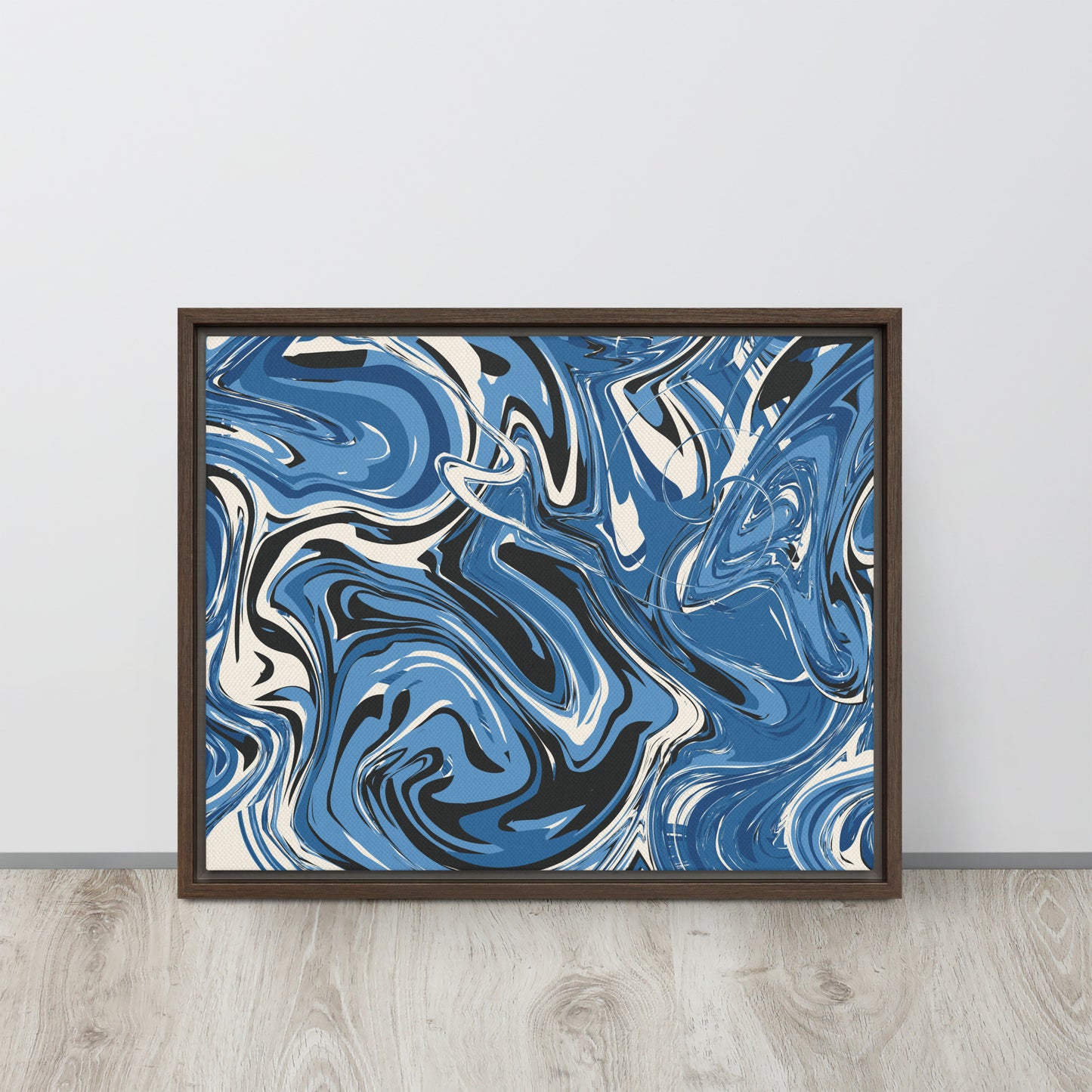 Blue Swirl. Framed canvas