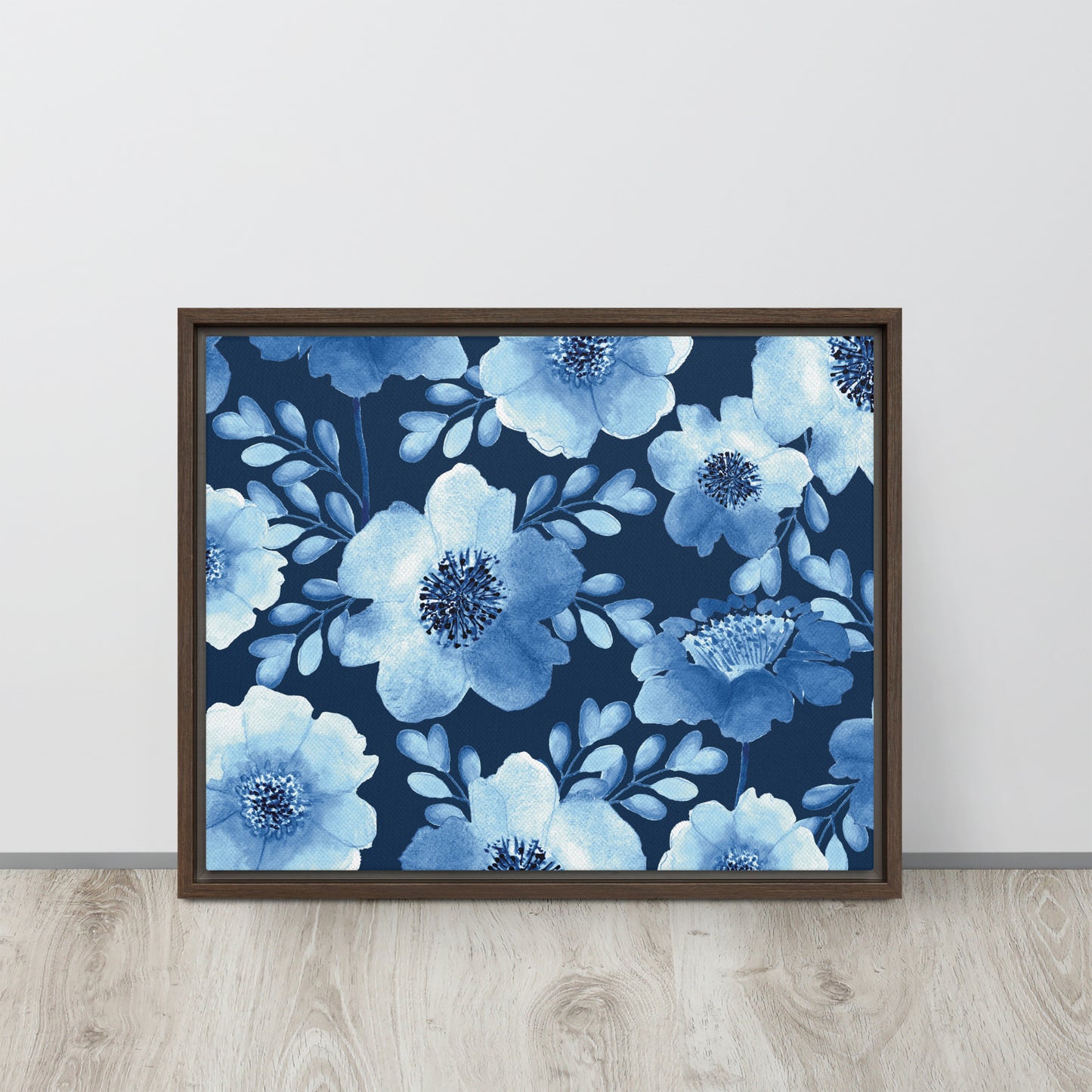 Flowery Blue. Framed canvas