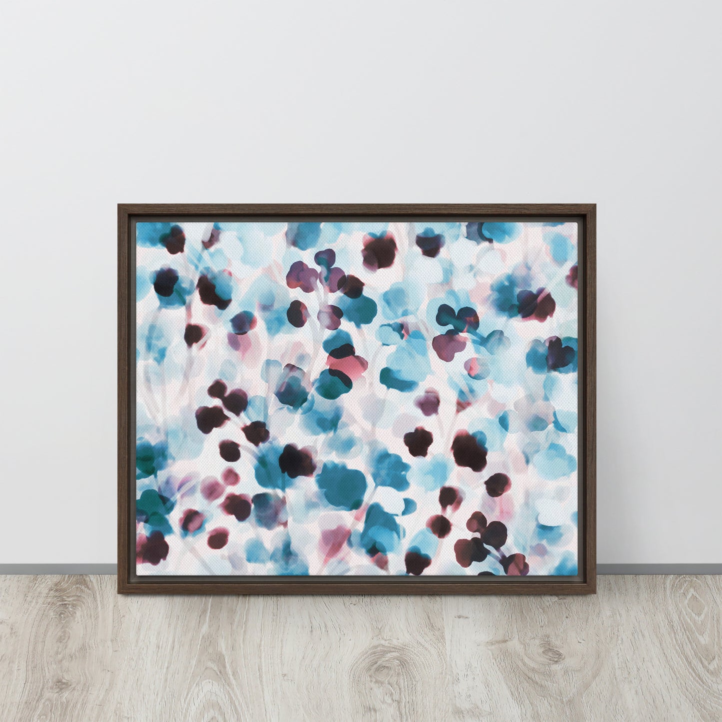 Blushing Blue. Framed canvas