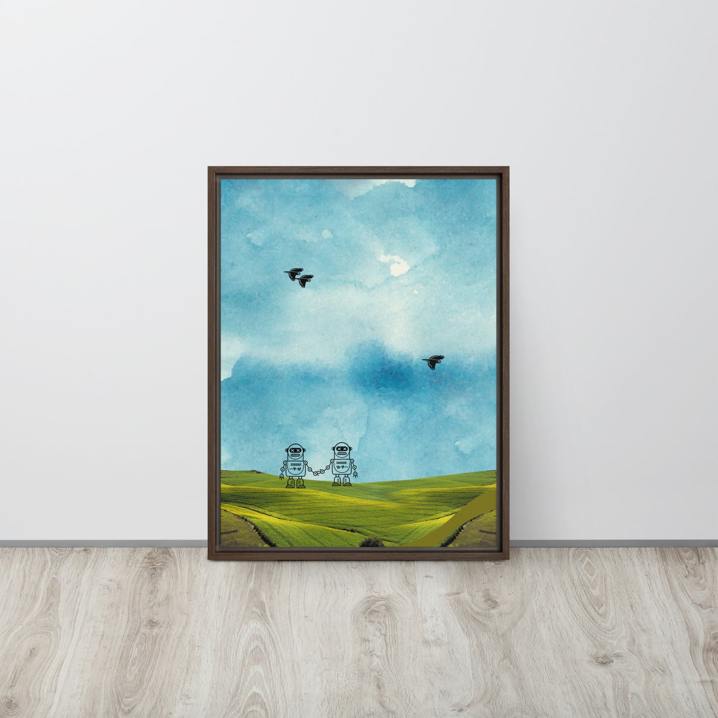 ROBOT LIFE. Framed canvas