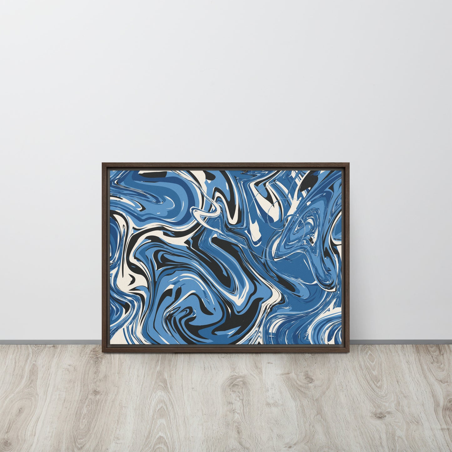 Blue Swirl. Framed canvas