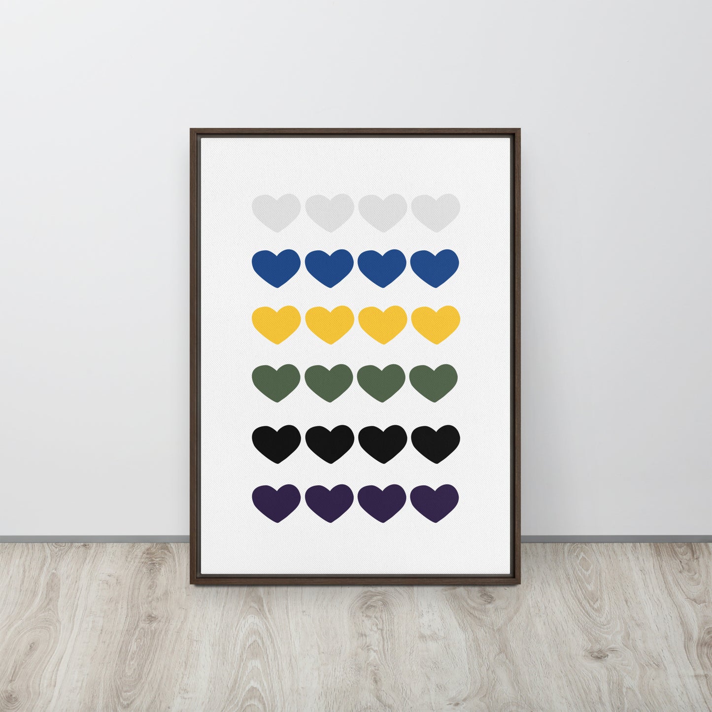 FOUR HEARTS. Framed canvas