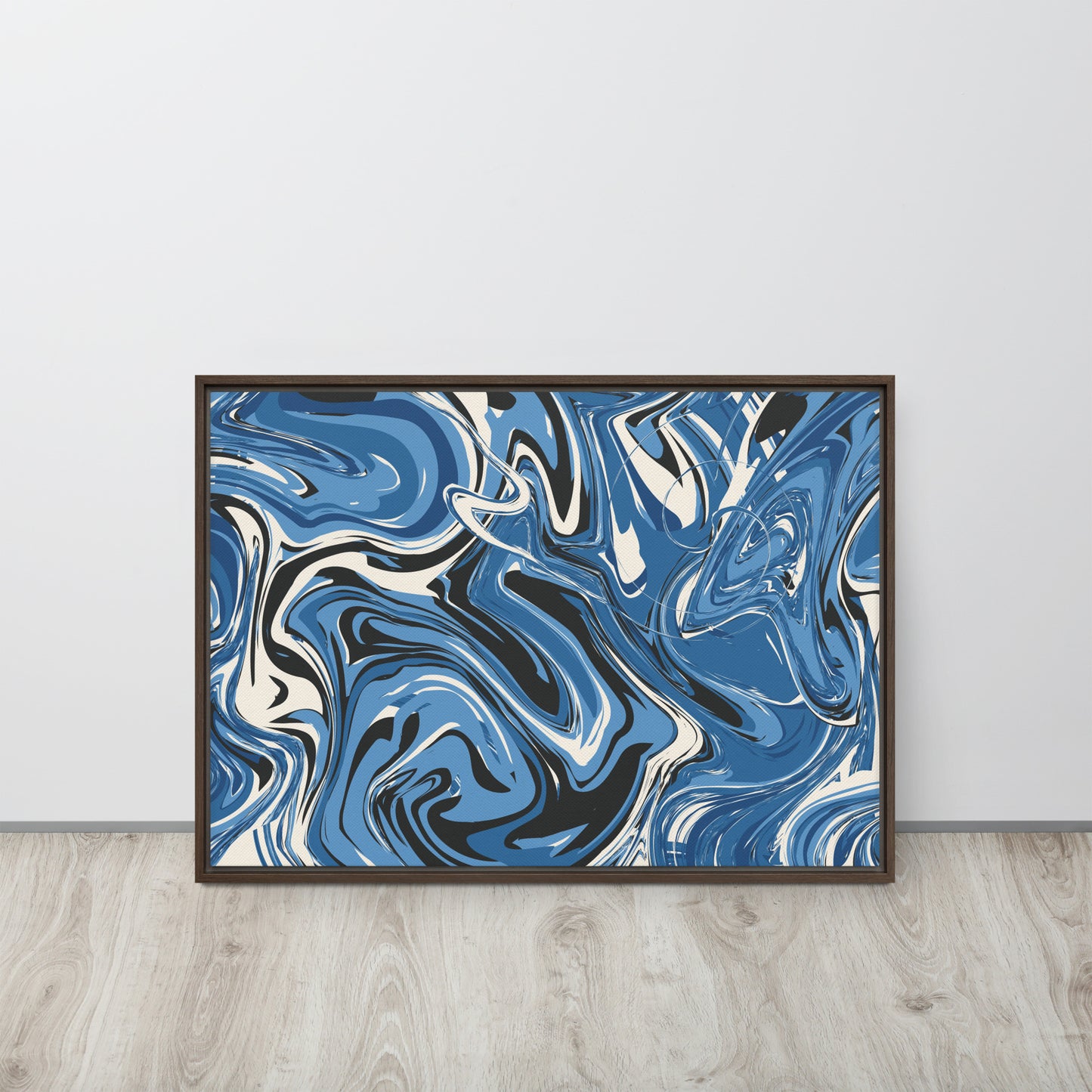 Blue Swirl. Framed canvas