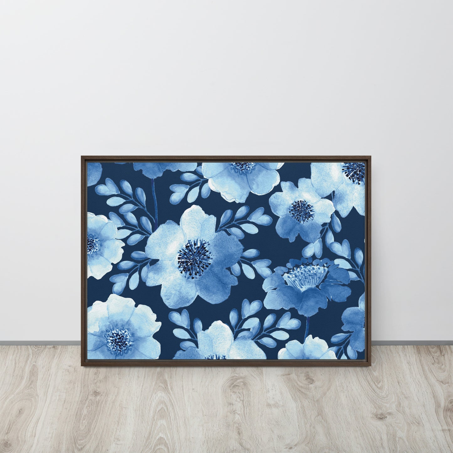 Flowery Blue. Framed canvas