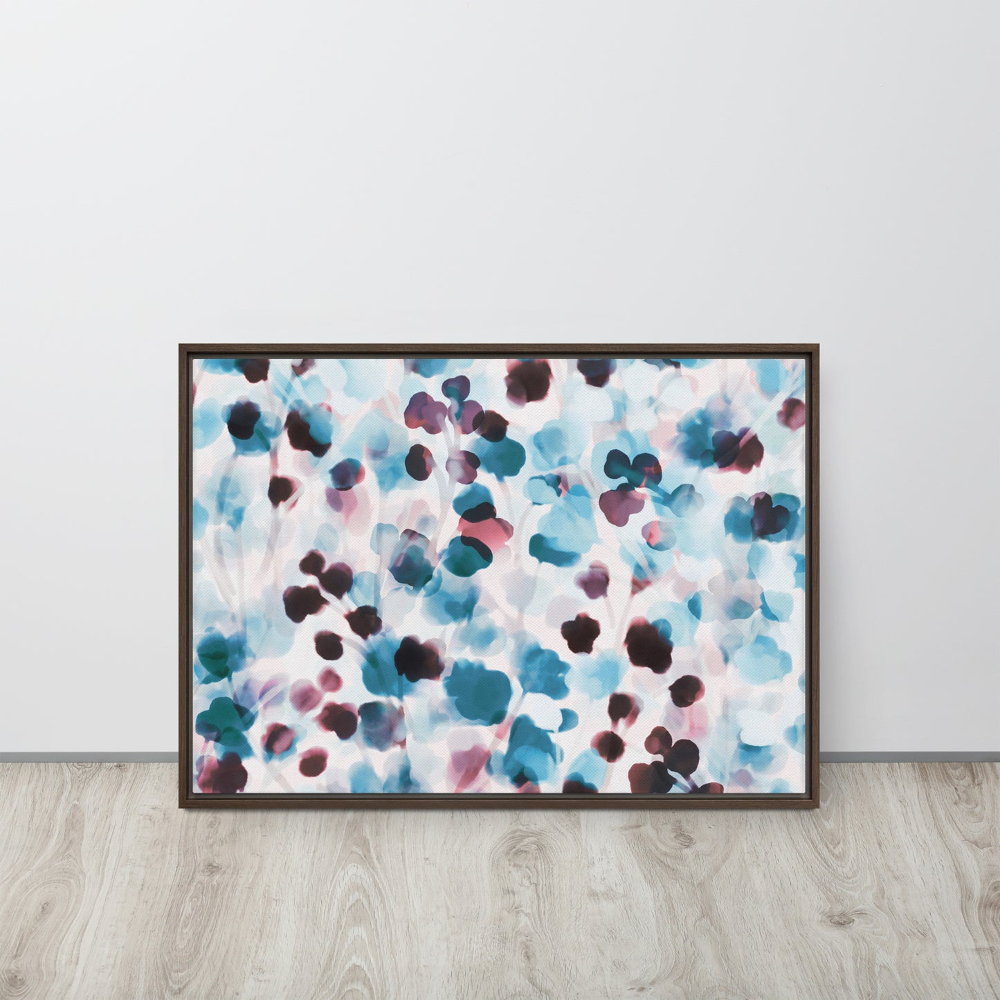 Blushing Blue. Framed canvas