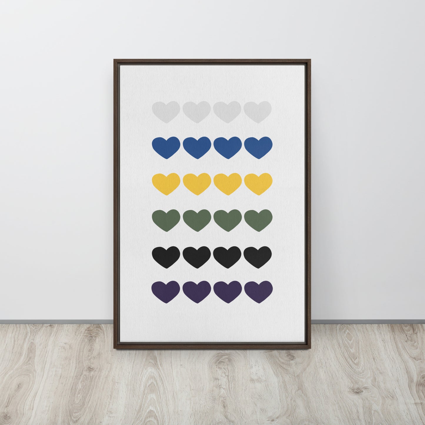 FOUR HEARTS. Framed canvas