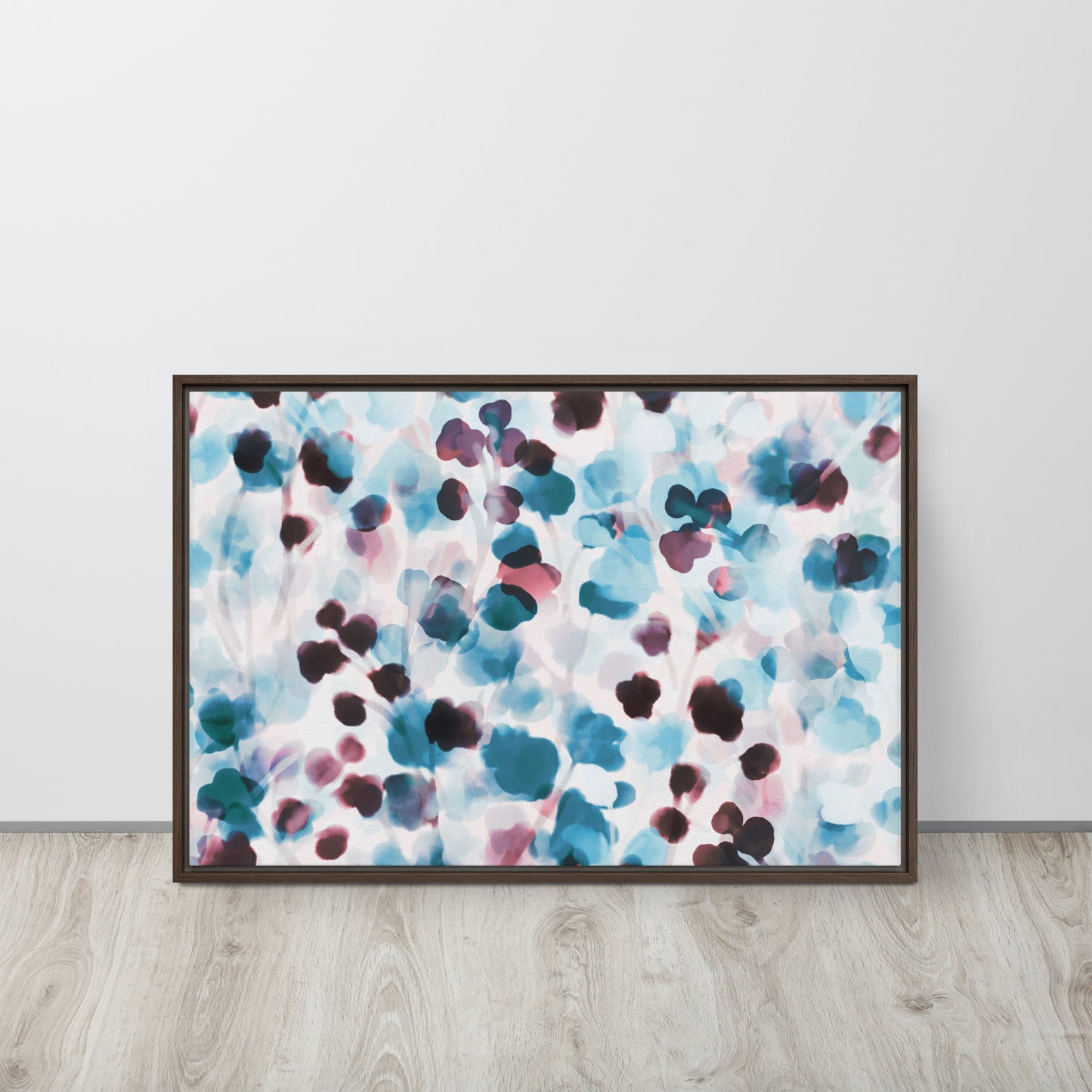 Blushing Blue. Framed canvas