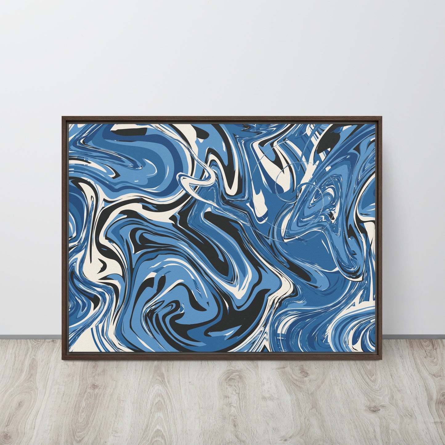 Blue Swirl. Framed canvas