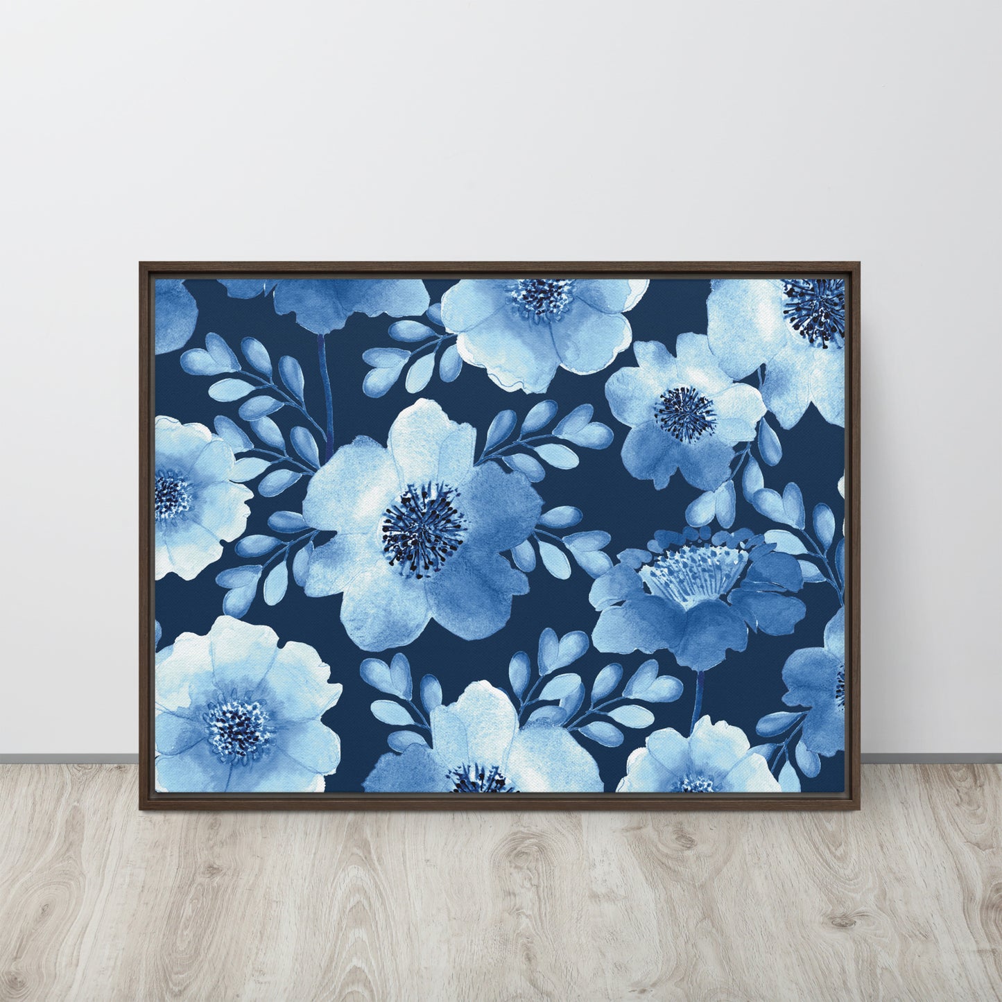 Flowery Blue. Framed canvas