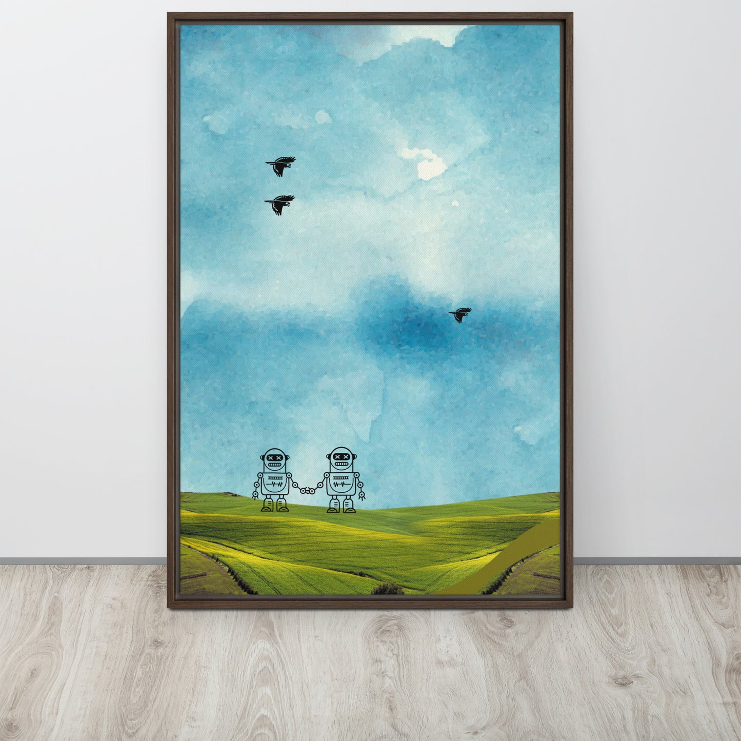 ROBOT LIFE. Framed canvas