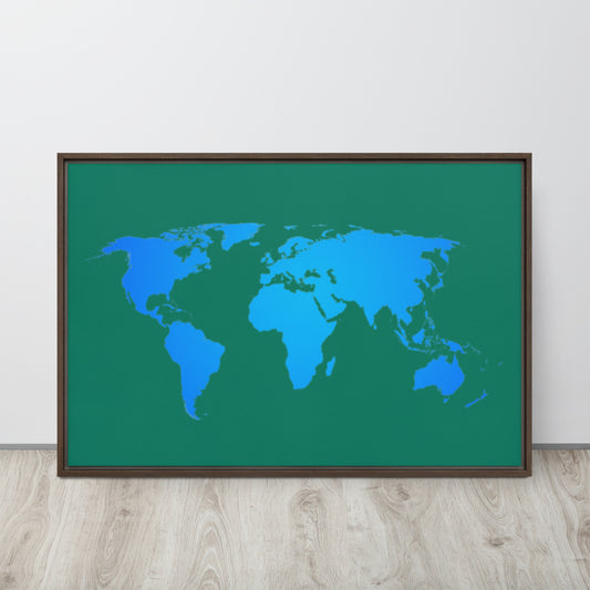 World Map, Framed canvas