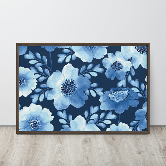 Flowery Blue. Framed canvas