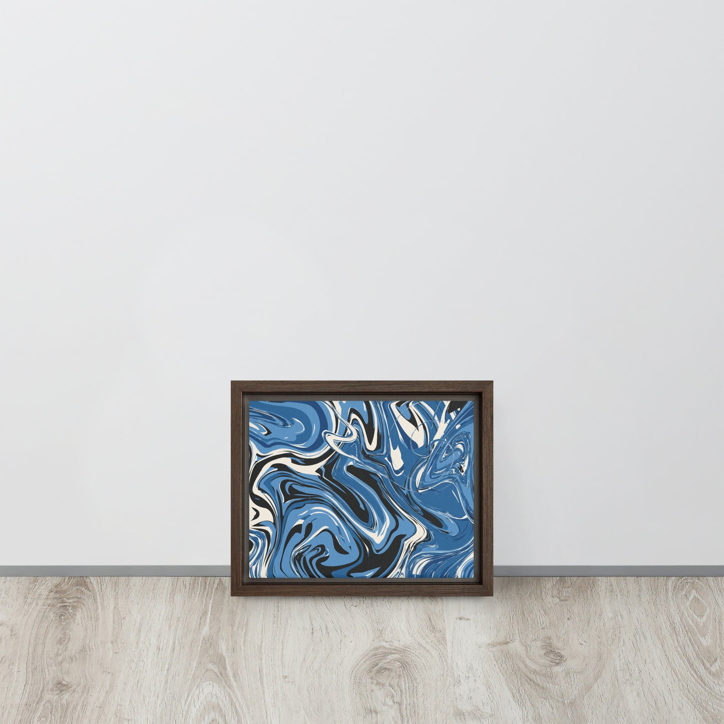 Blue Swirl. Framed canvas