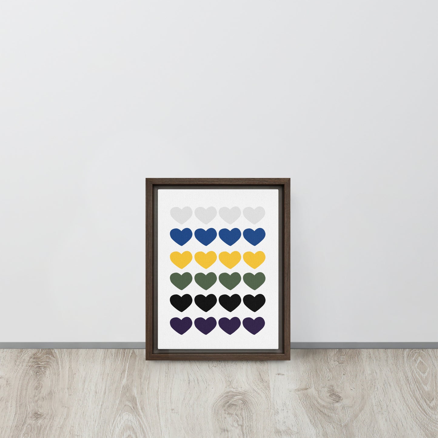 FOUR HEARTS. Framed canvas