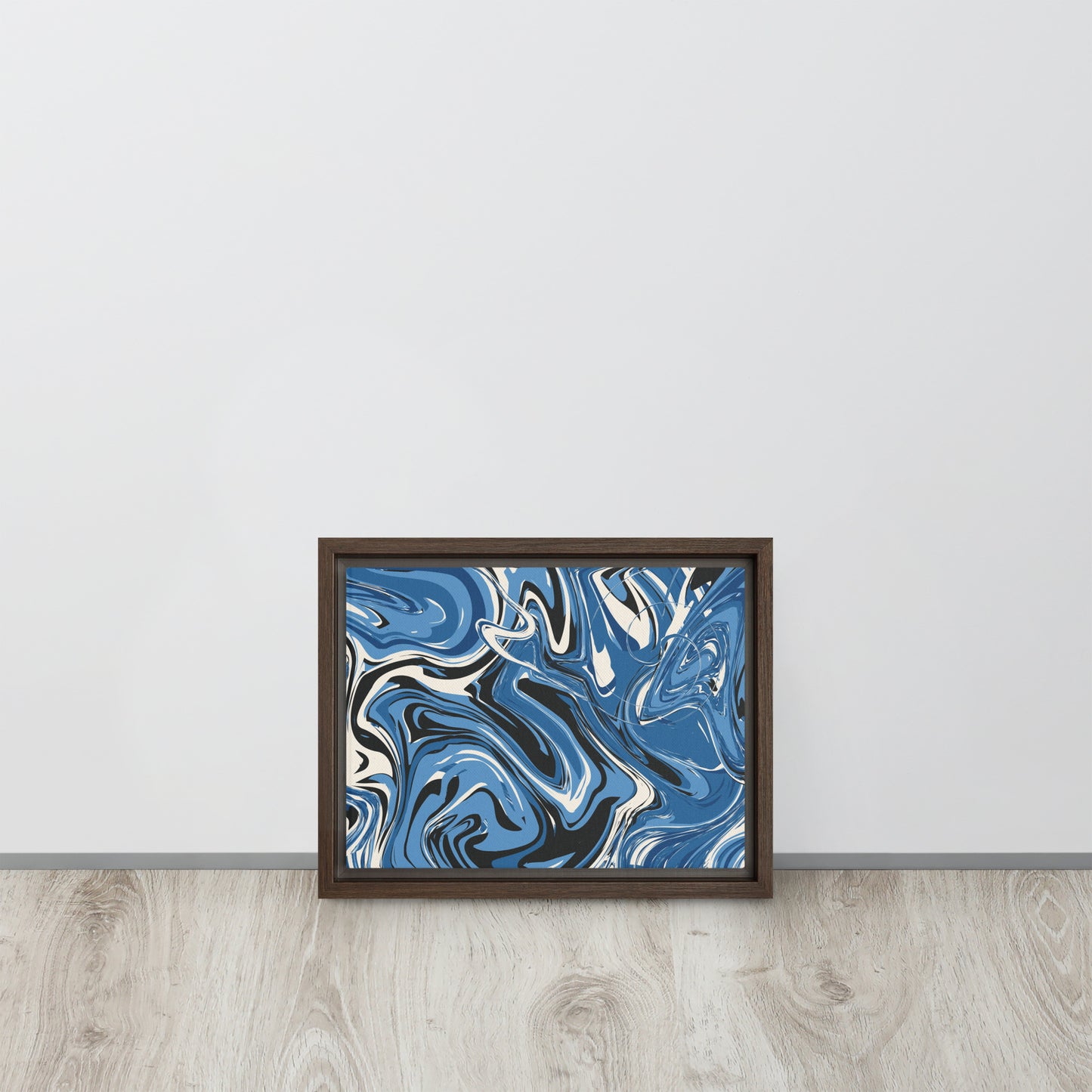 Blue Swirl. Framed canvas