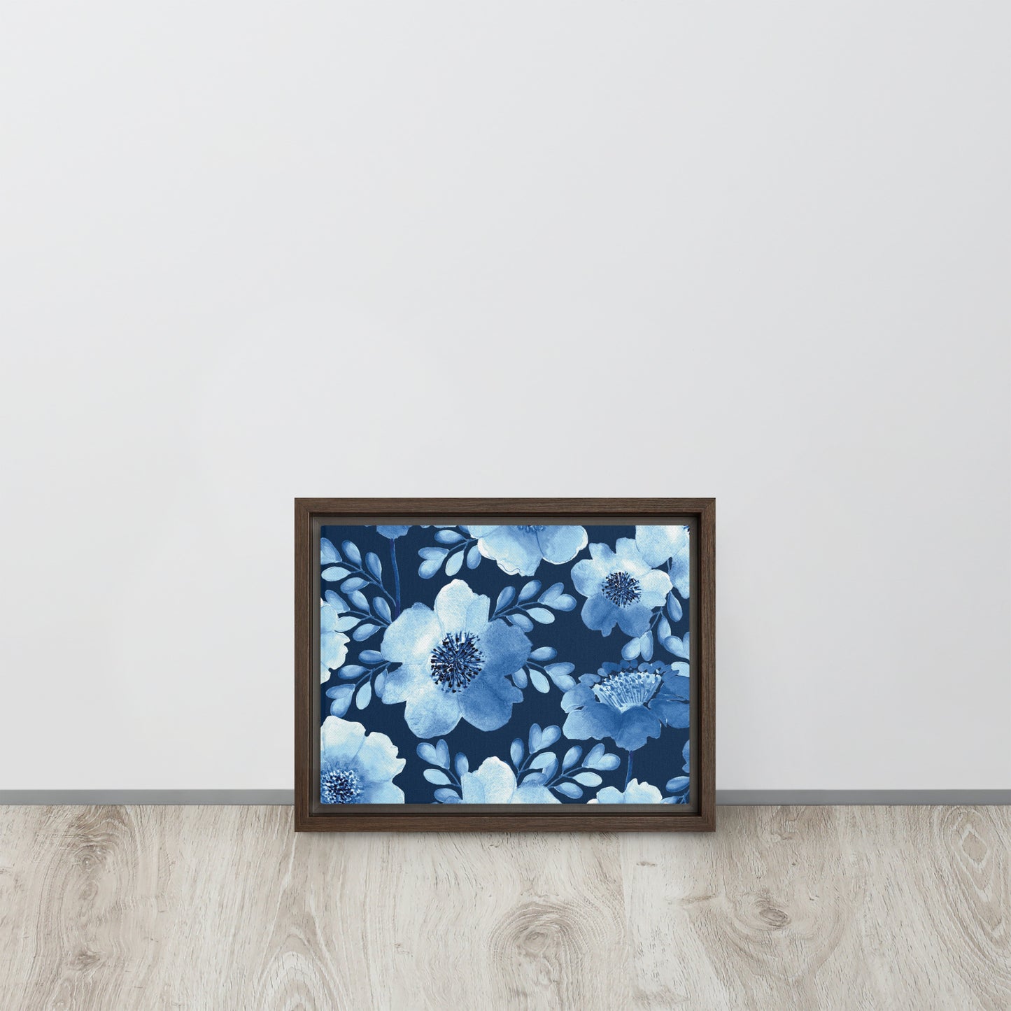 Flowery Blue. Framed canvas