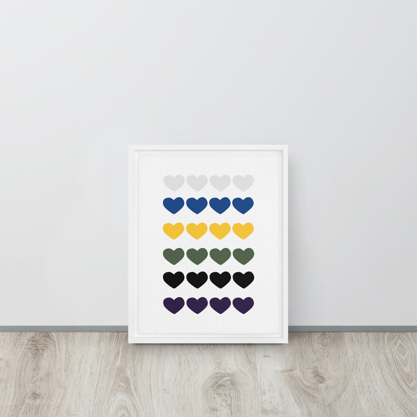 FOUR HEARTS. Framed canvas