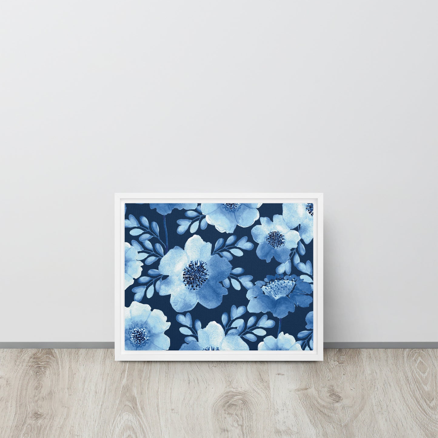 Flowery Blue. Framed canvas