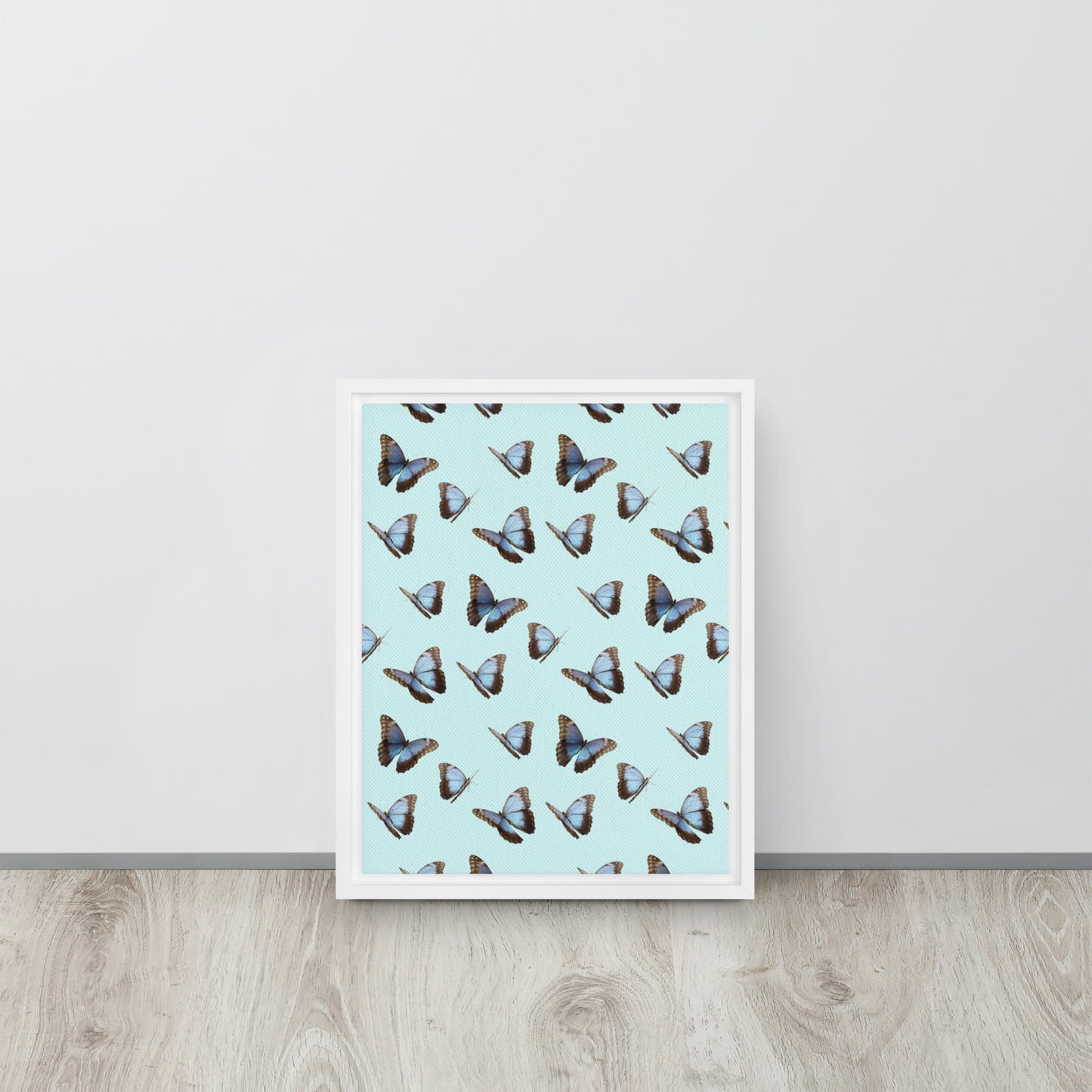 Blue Butterflies. Framed canvas