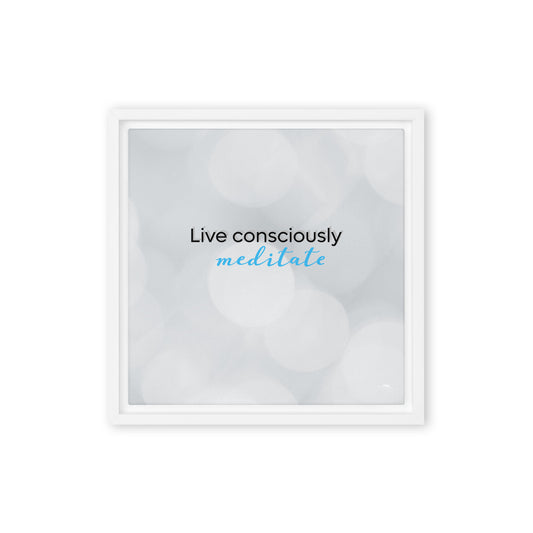 Live consciously (spaceship icon) Framed canvas