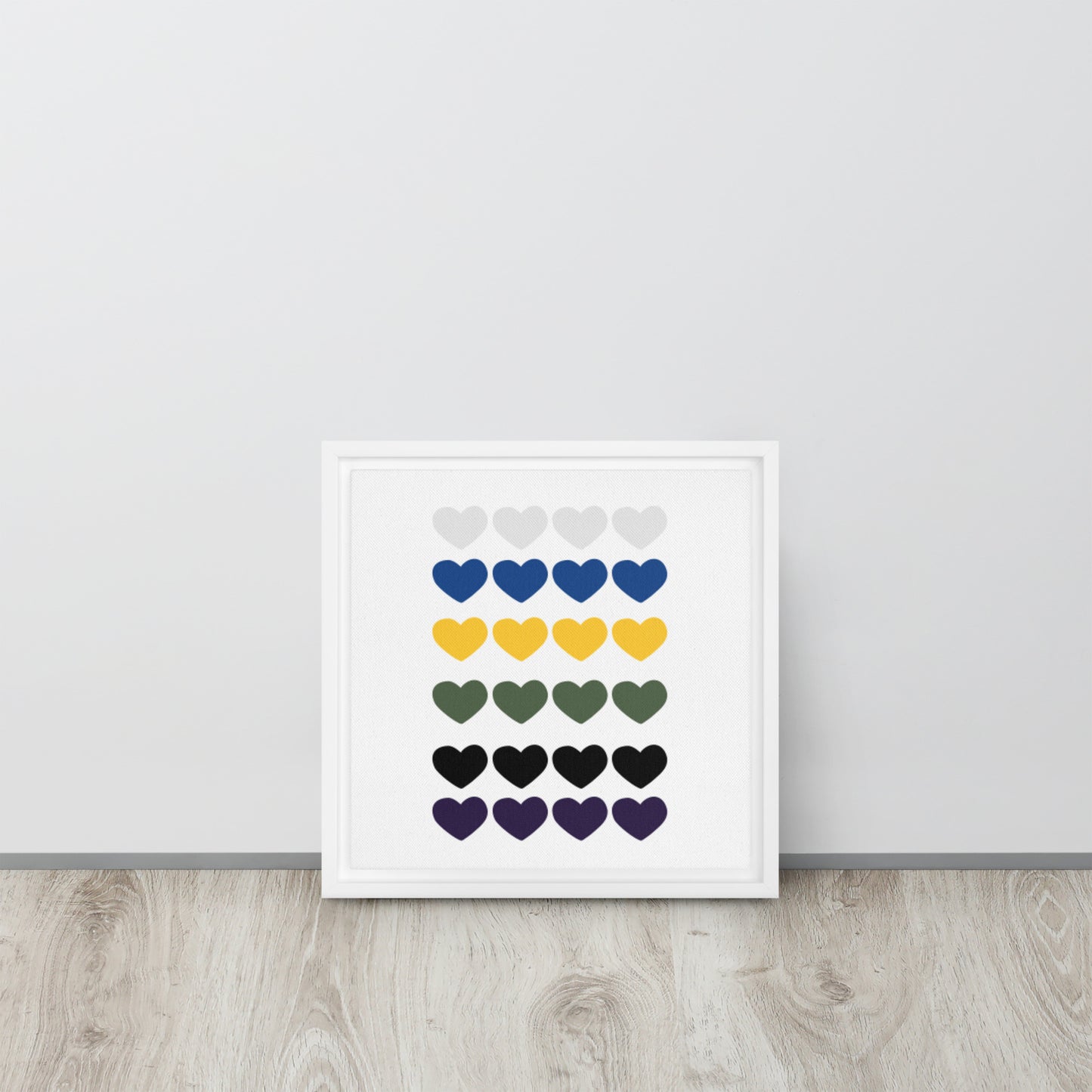 FOUR HEARTS. Framed canvas