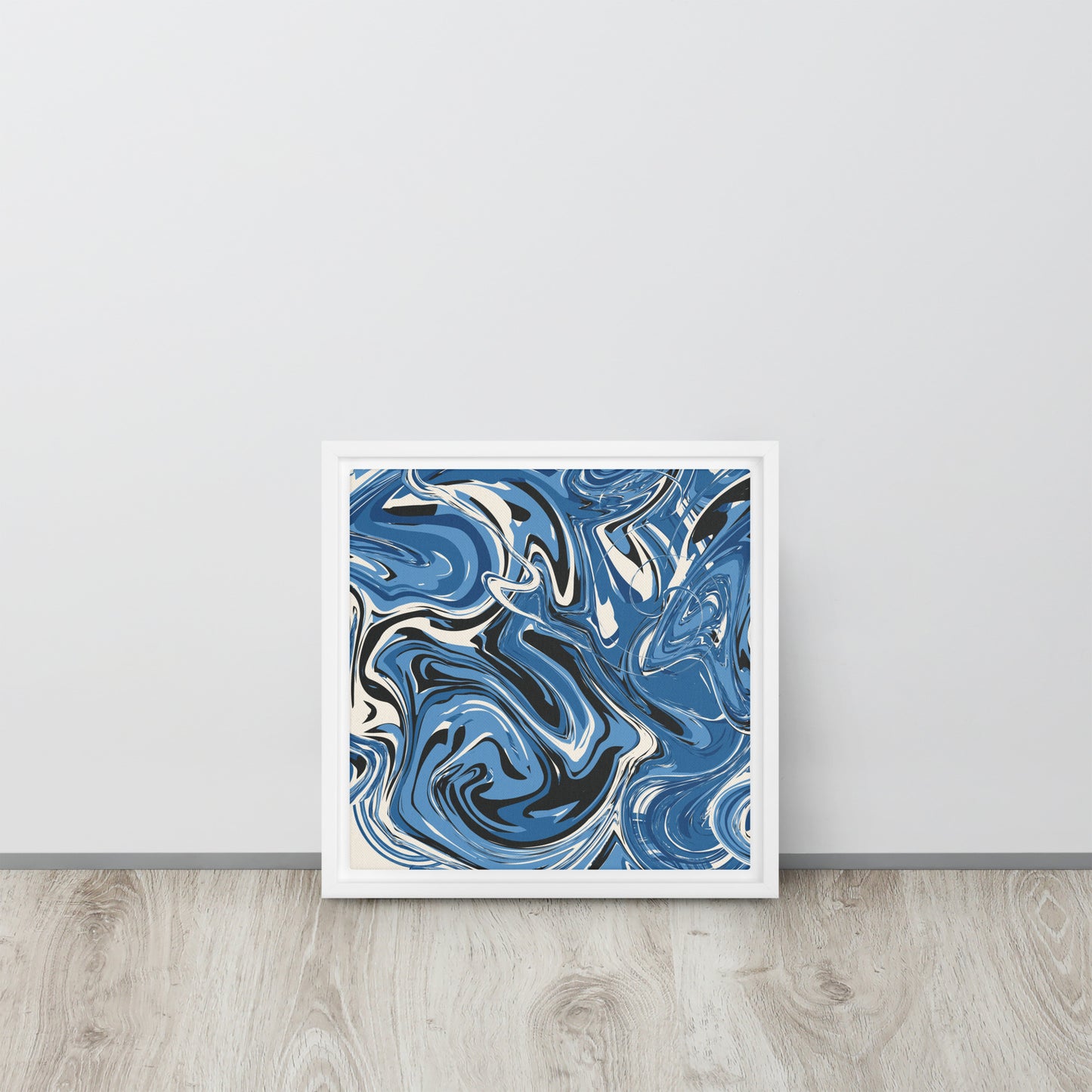 Blue Swirl. Framed canvas