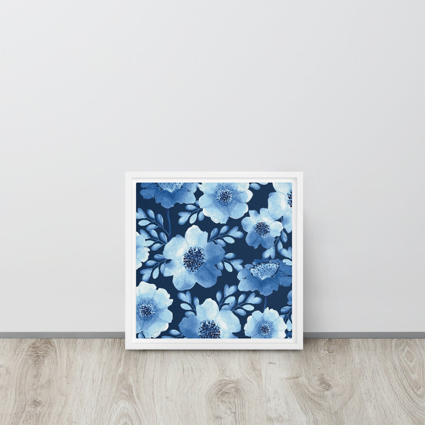 Flowery Blue. Framed canvas