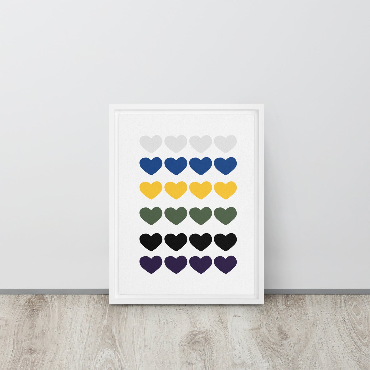 FOUR HEARTS. Framed canvas