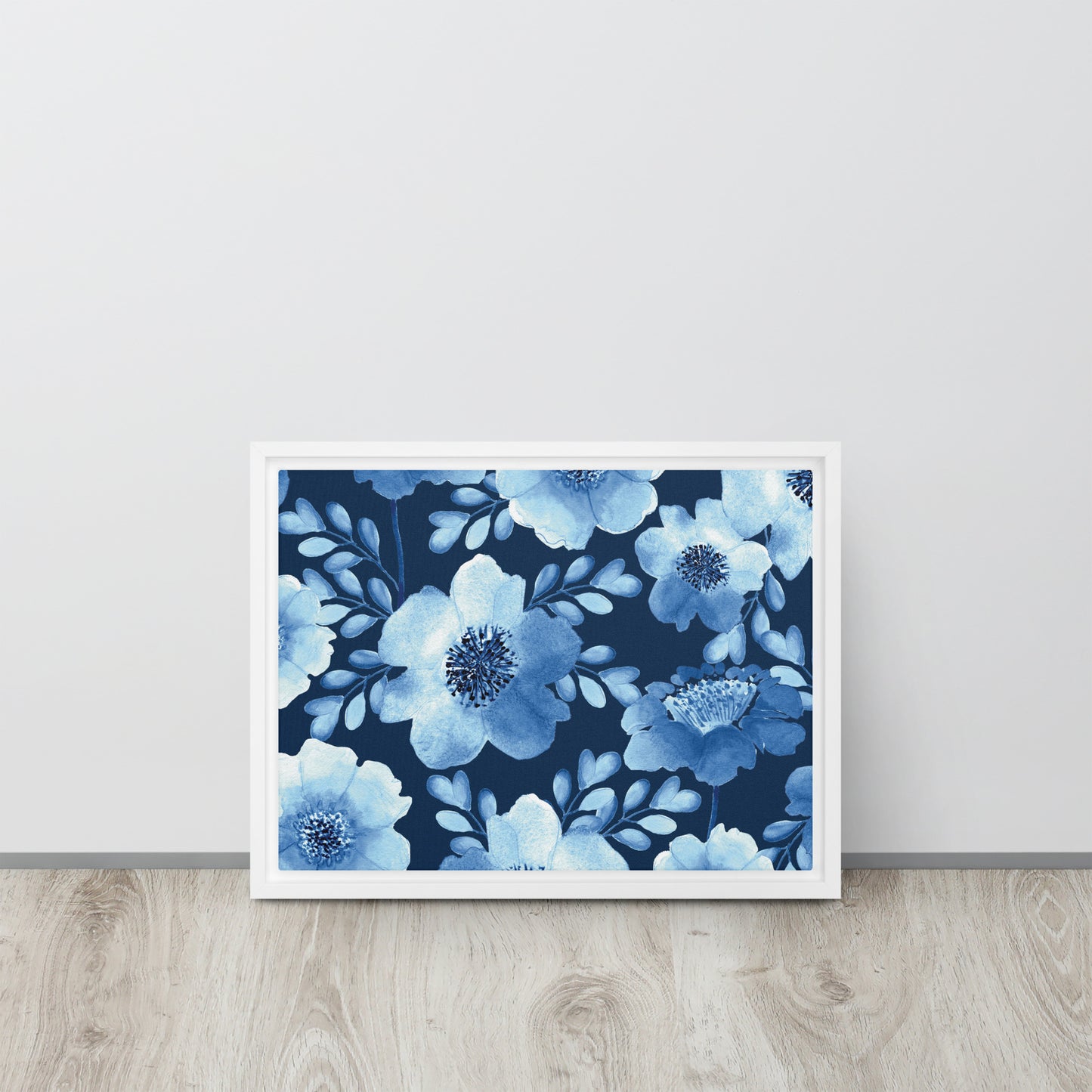 Flowery Blue. Framed canvas