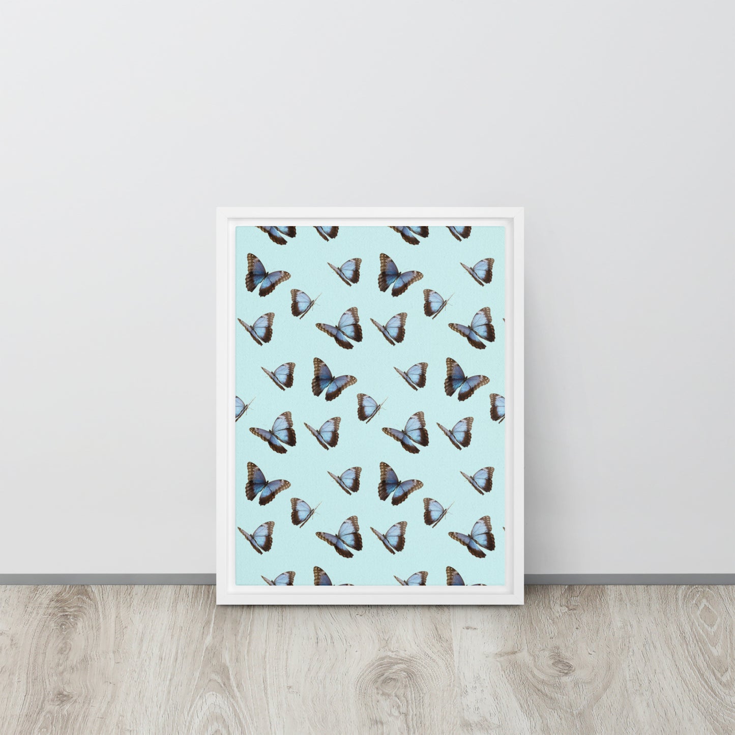 Blue Butterflies. Framed canvas