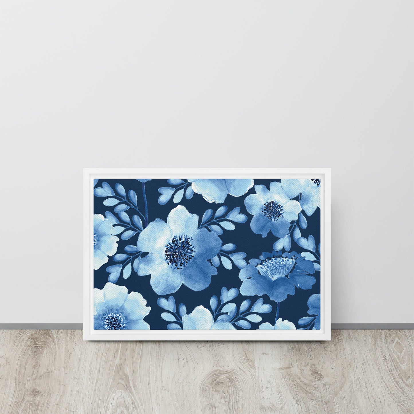 Flowery Blue. Framed canvas