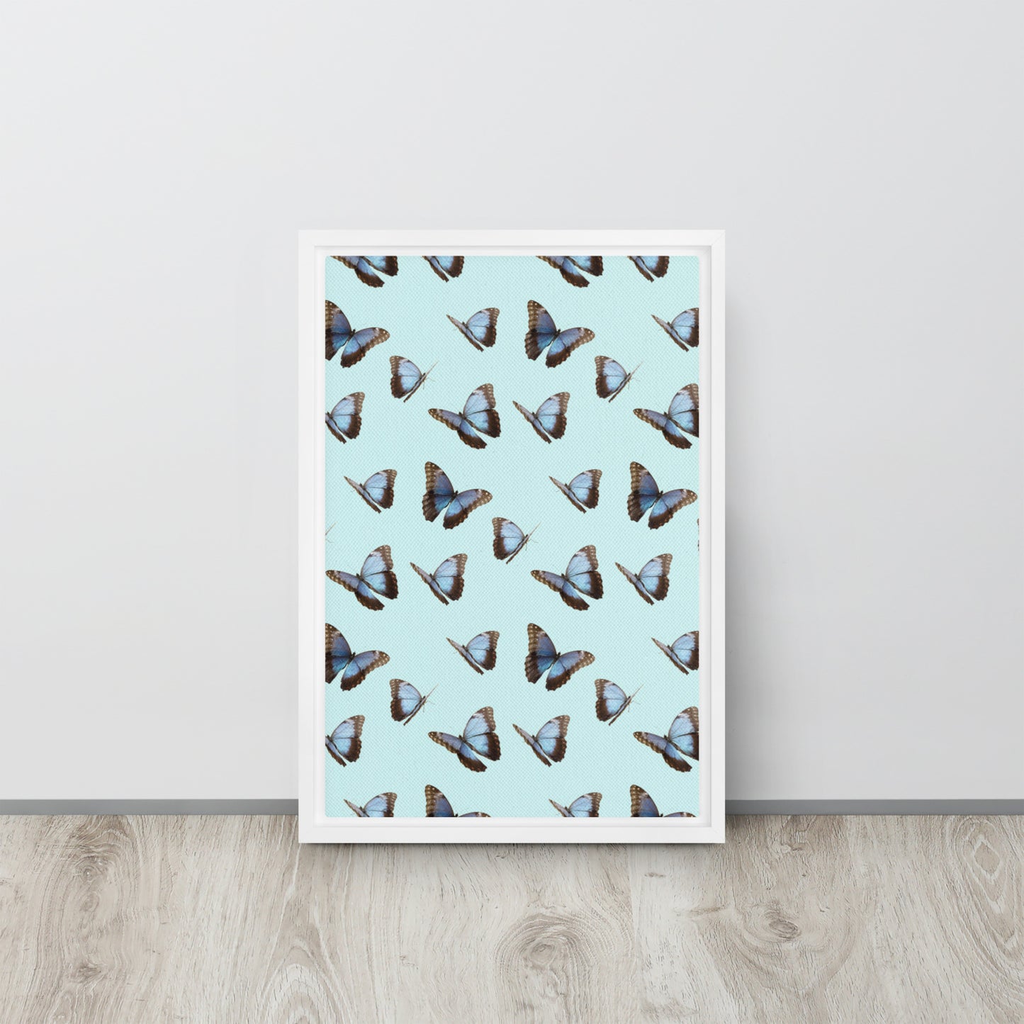 Blue Butterflies. Framed canvas