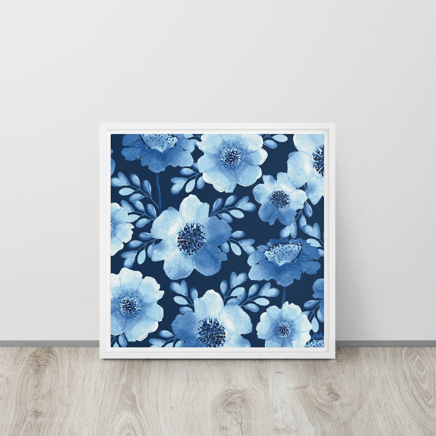 Flowery Blue. Framed canvas