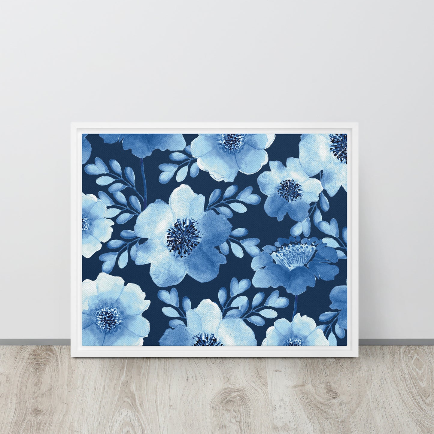 Flowery Blue. Framed canvas