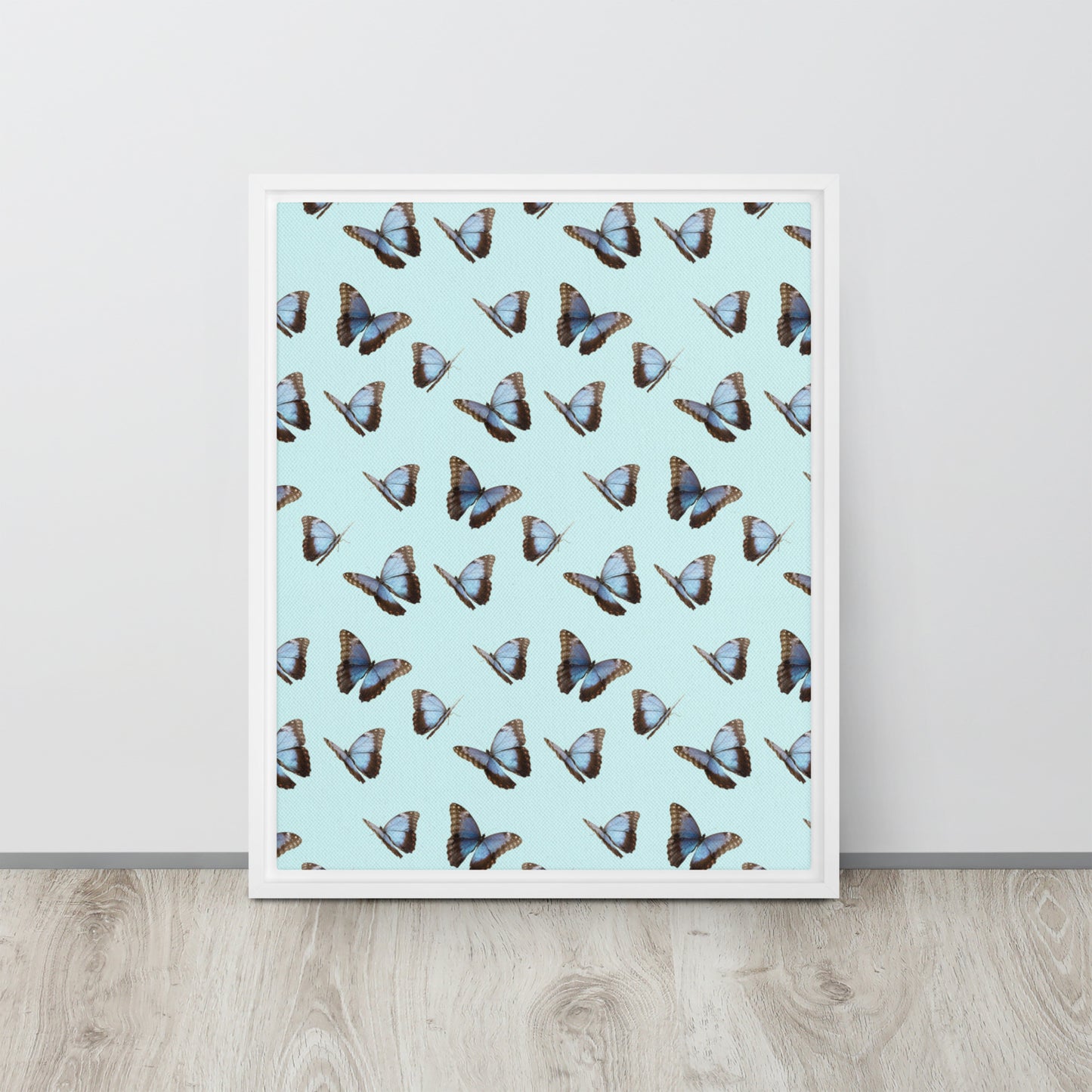 Blue Butterflies. Framed canvas