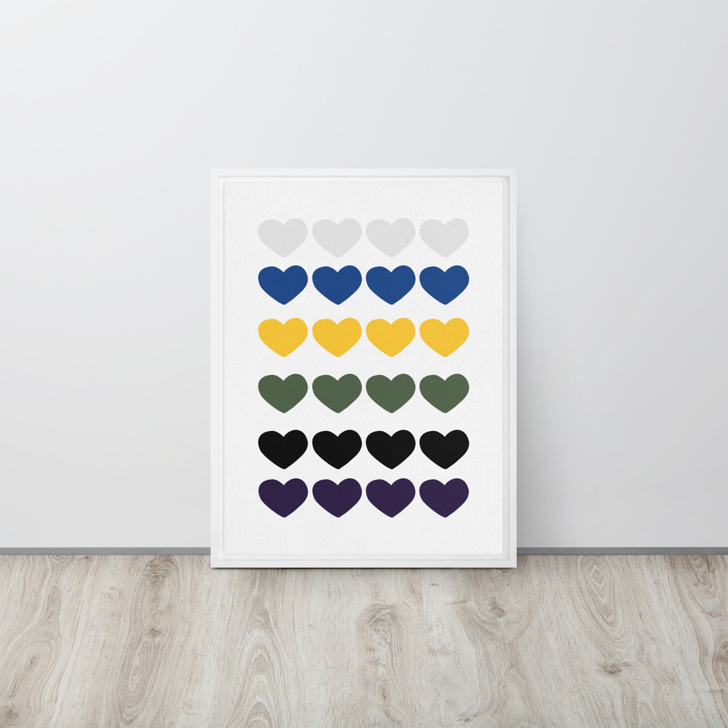 FOUR HEARTS. Framed canvas