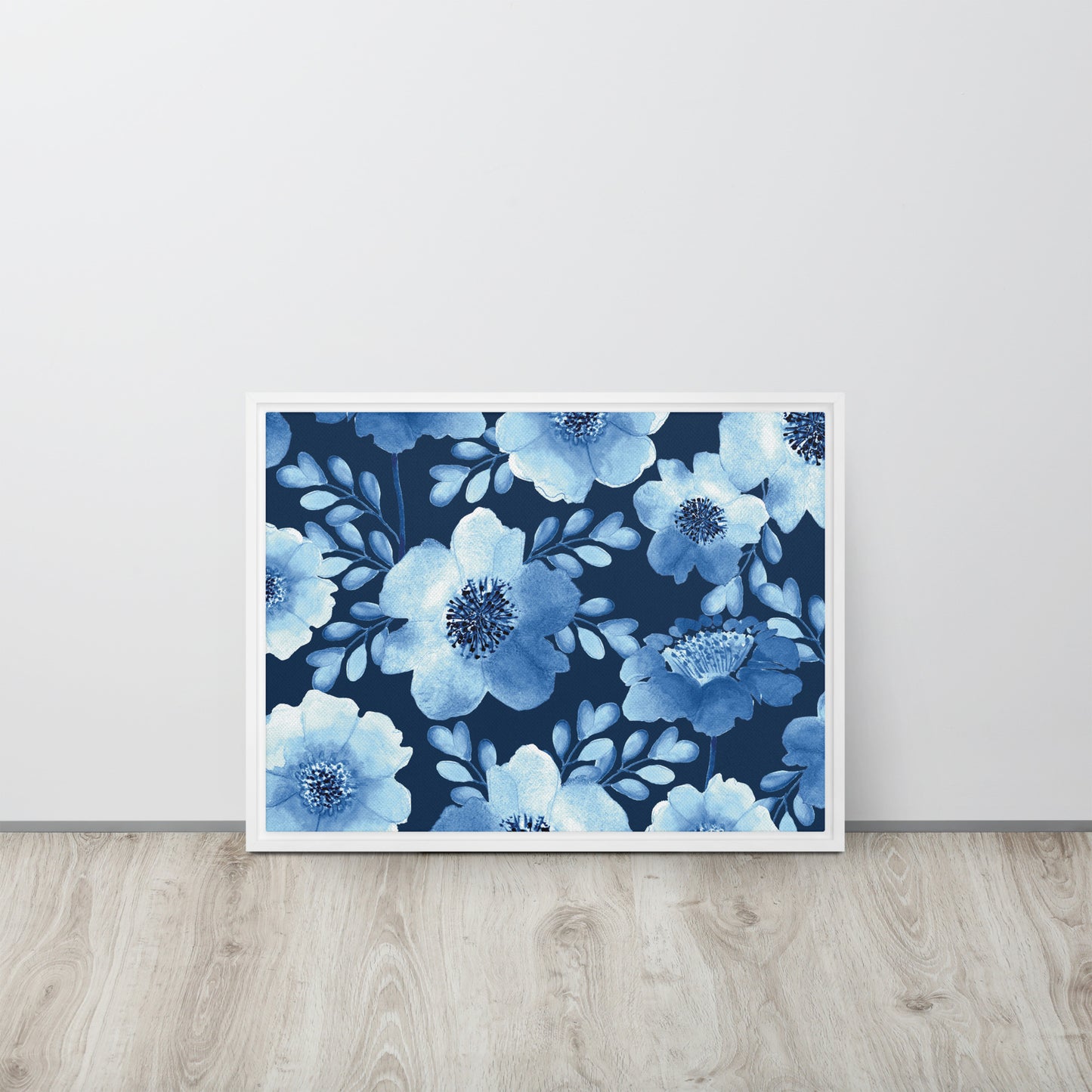 Flowery Blue. Framed canvas