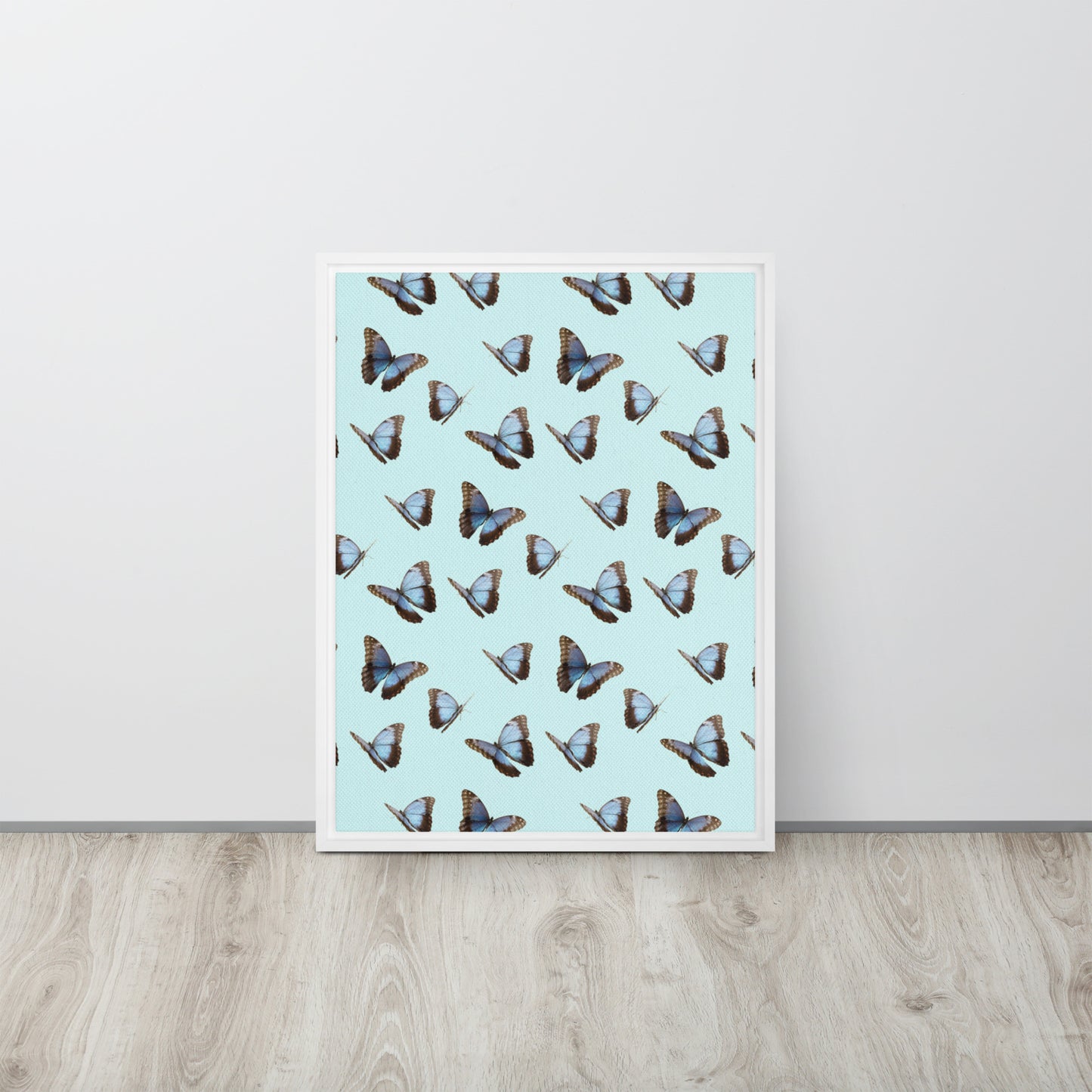 Blue Butterflies. Framed canvas