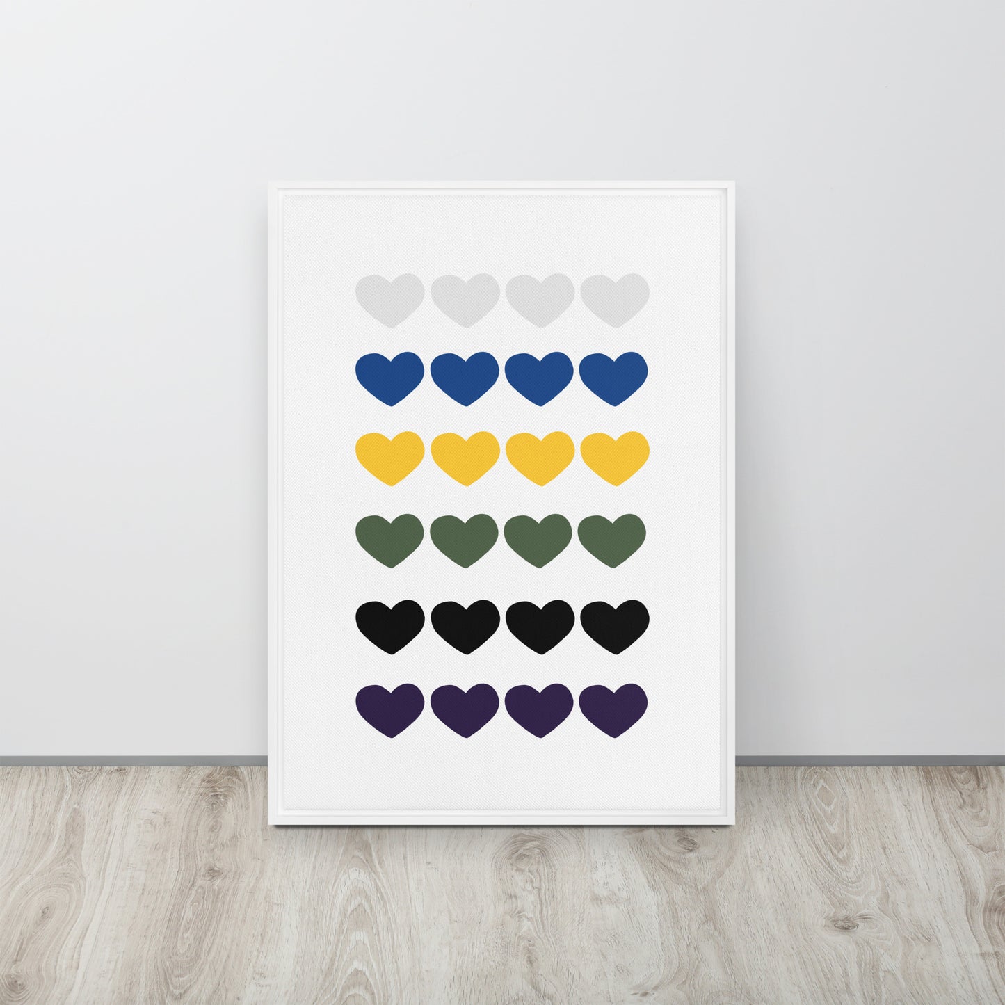 FOUR HEARTS. Framed canvas