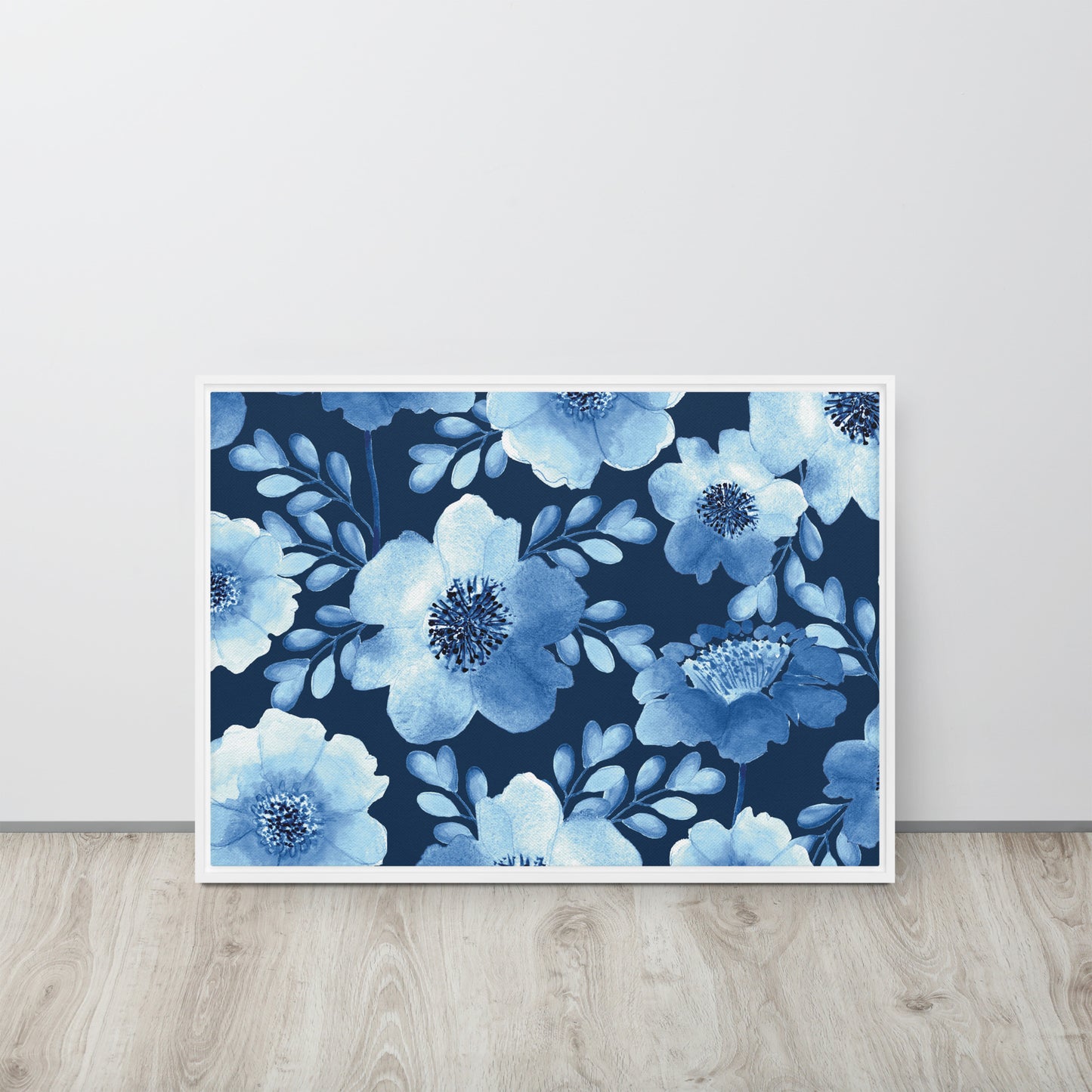 Flowery Blue. Framed canvas