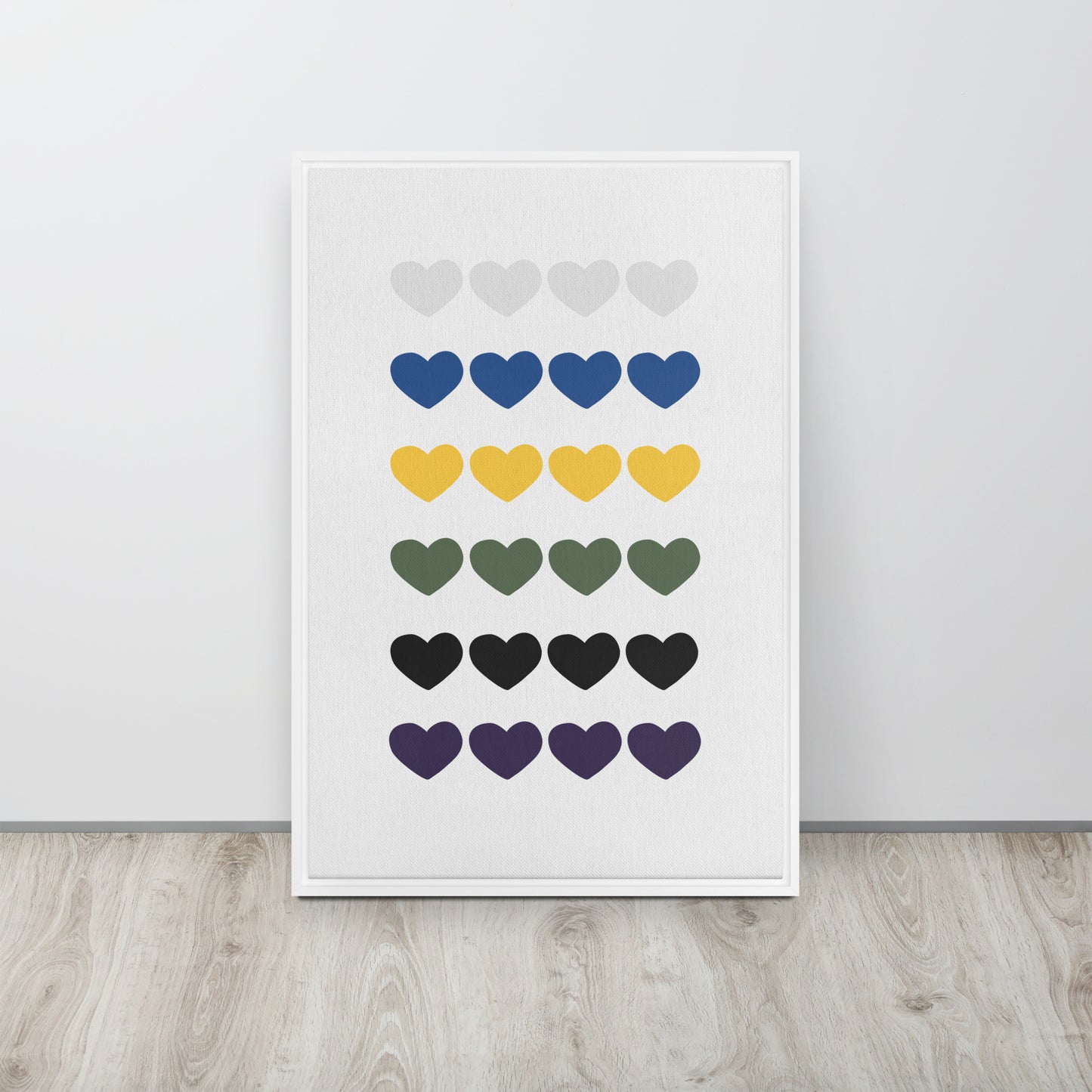 FOUR HEARTS. Framed canvas