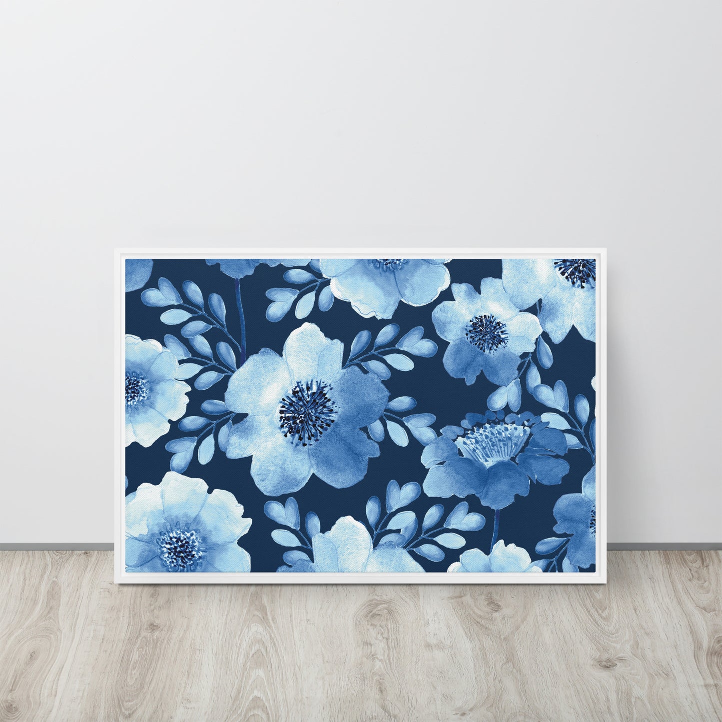 Flowery Blue. Framed canvas