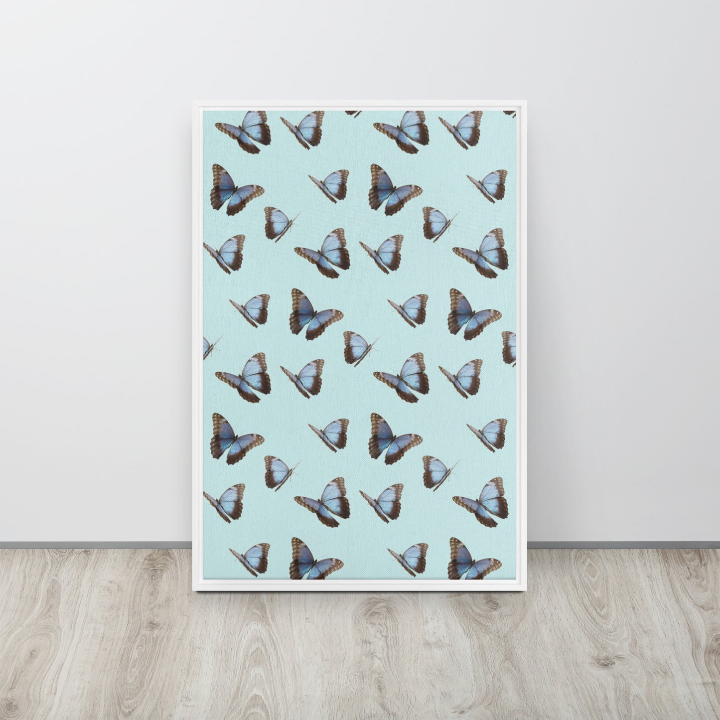 Blue Butterflies. Framed canvas