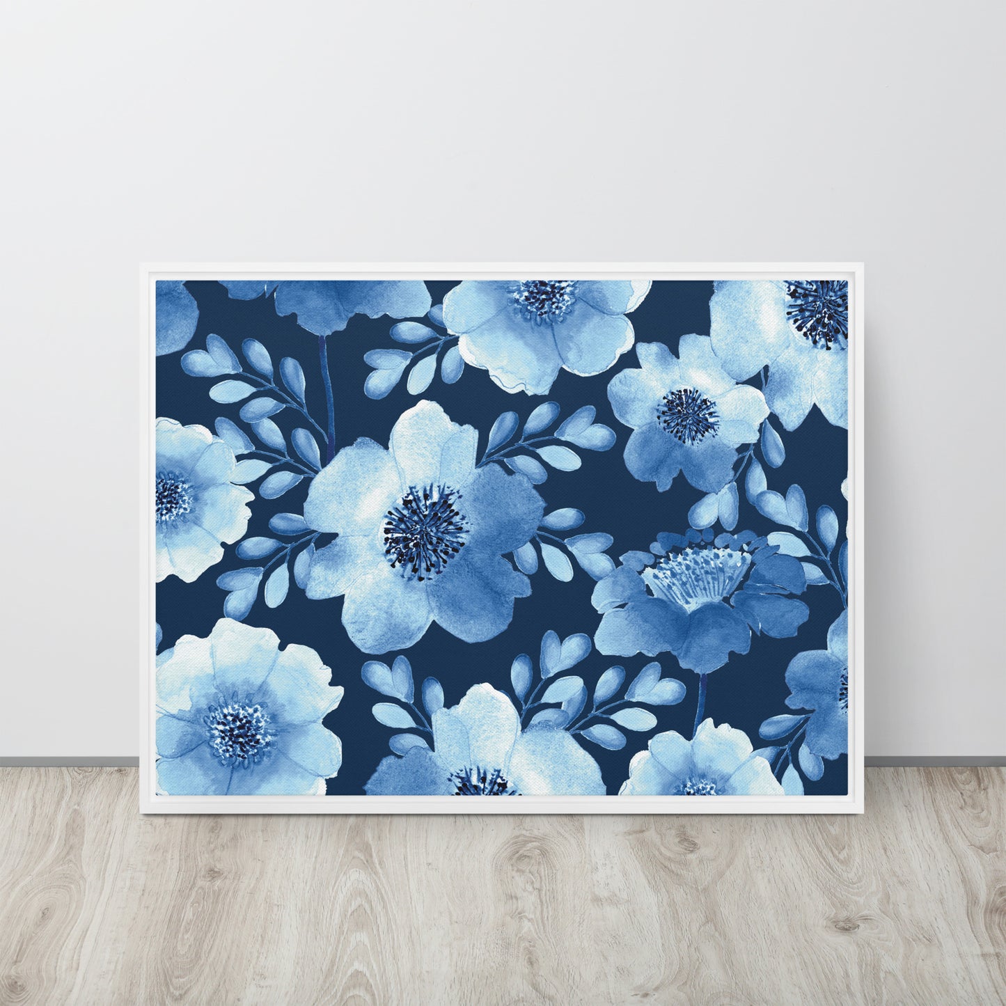 Flowery Blue. Framed canvas