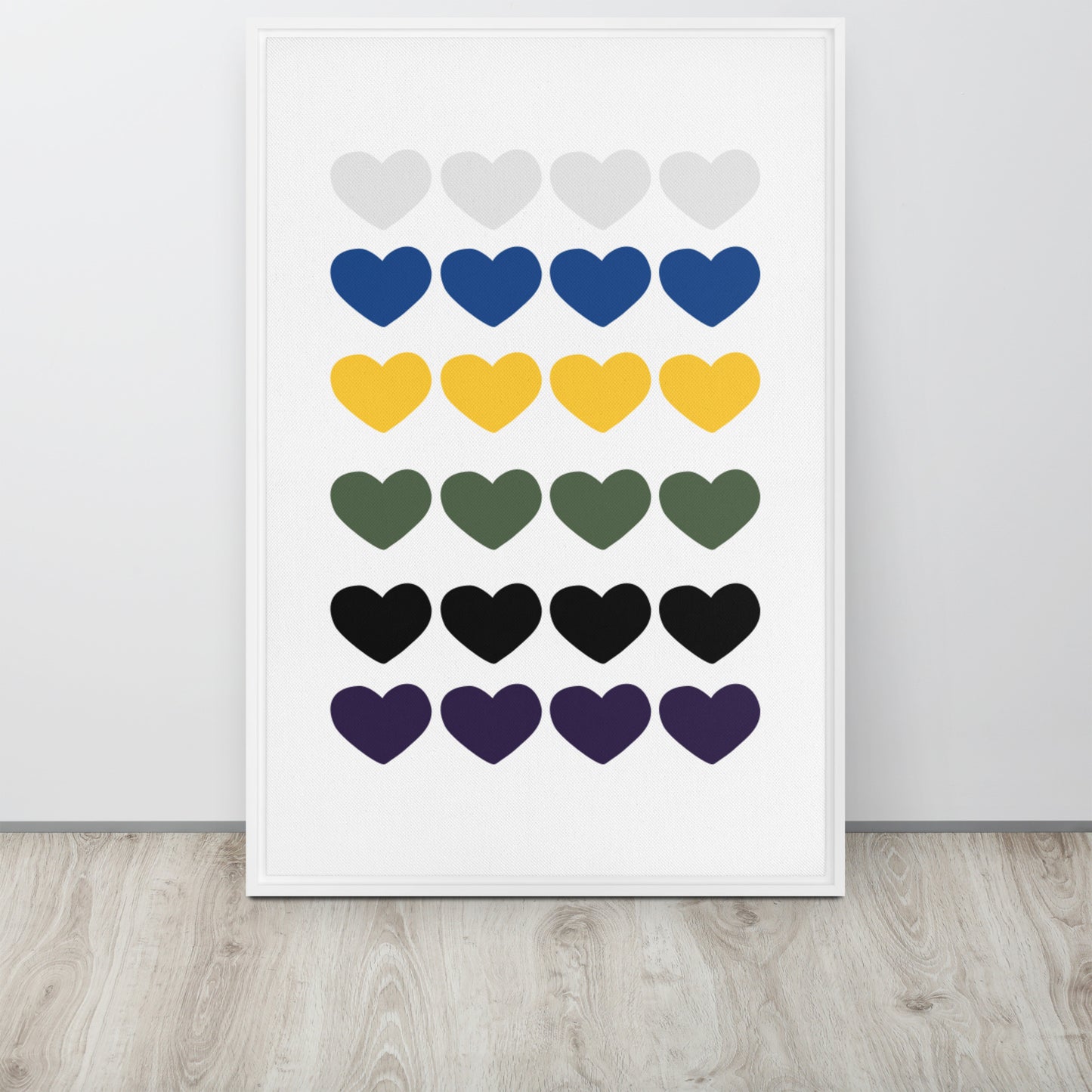 FOUR HEARTS. Framed canvas