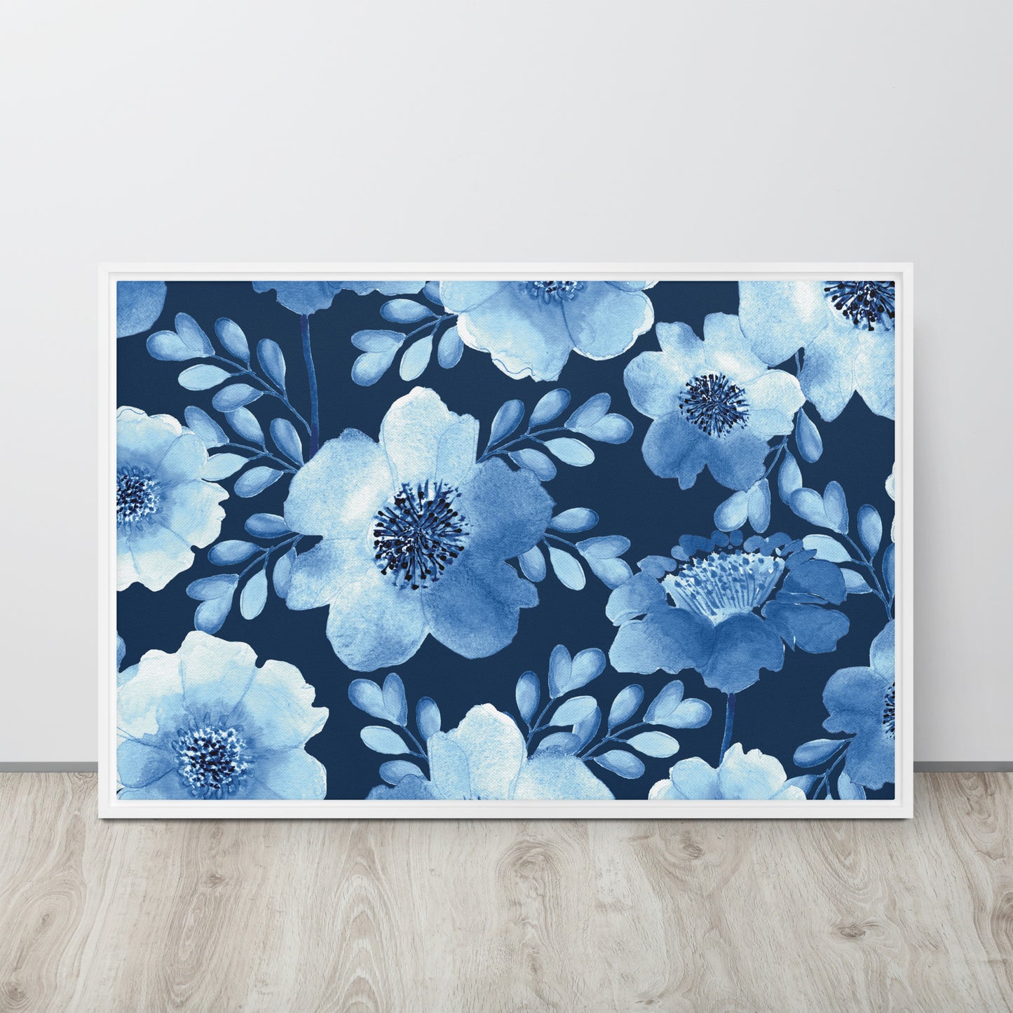 Flowery Blue. Framed canvas