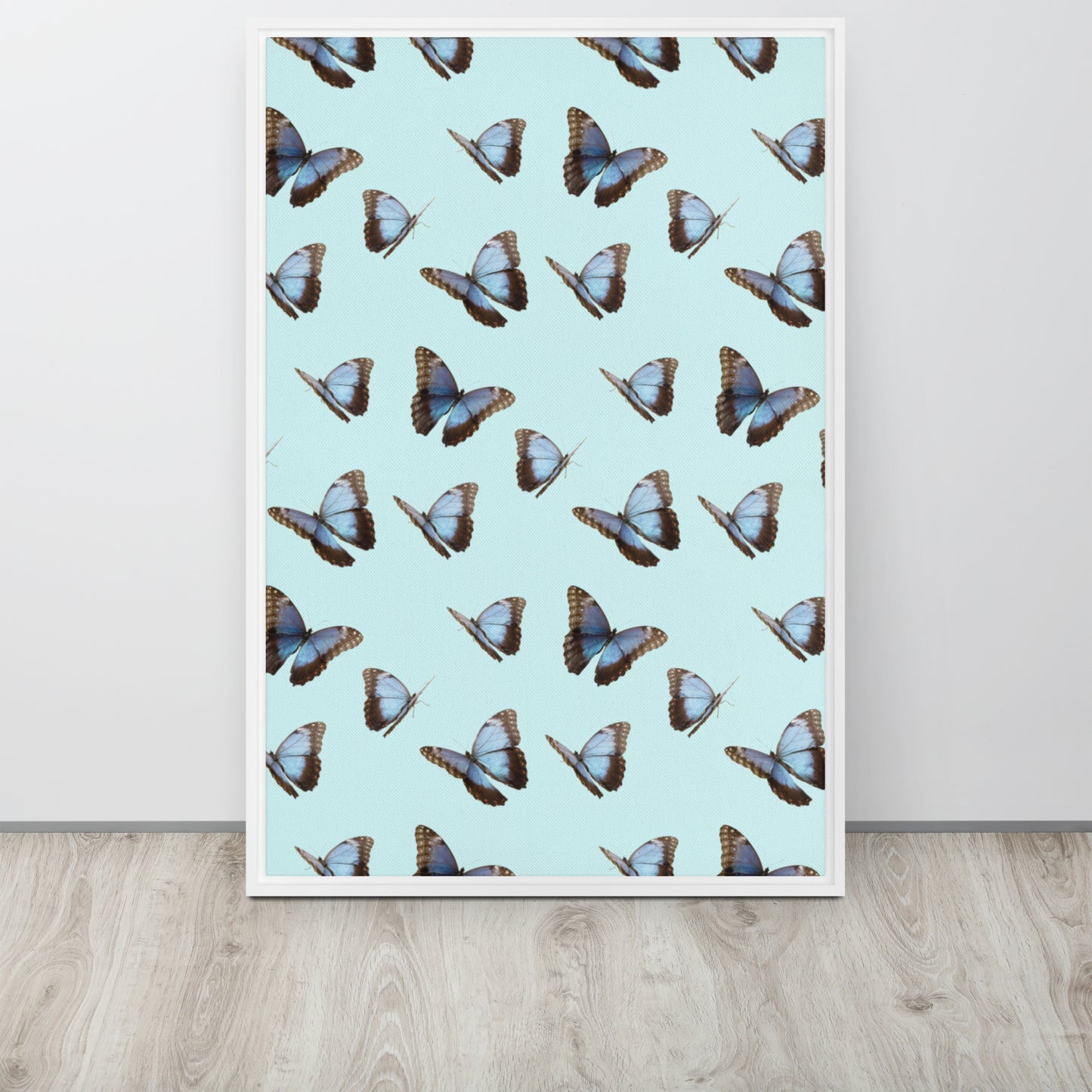 Blue Butterflies. Framed canvas